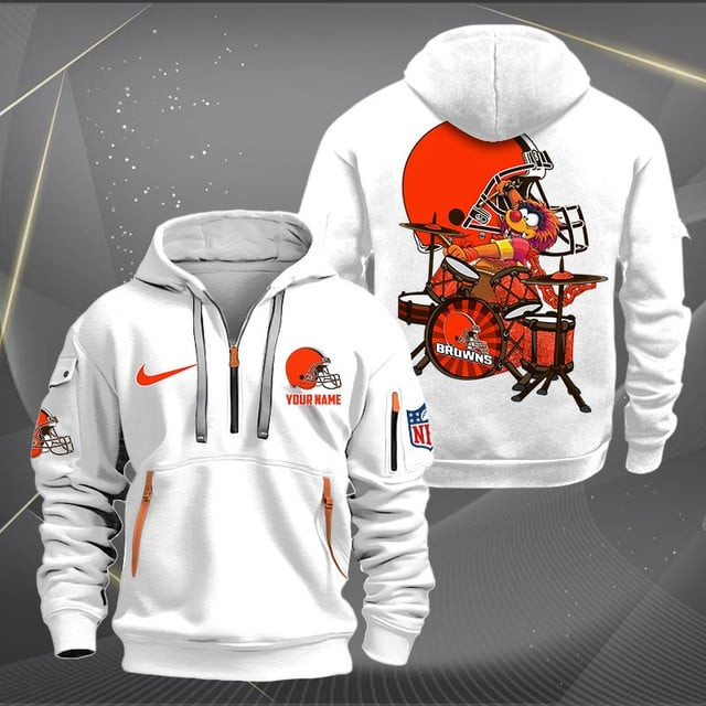 Cleveland Browns Premium Personalized Quarter Zip Hoodie AZBTCQZH000008 - Famjoys Cleveland Browns Premium Personalized Quarter Zip Hoodie AZBTCQZH000008 - Famjoys