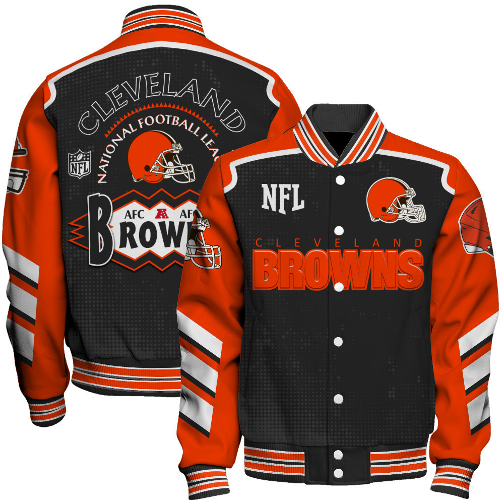 Cleveland Browns - Relentless Determination Unisex Varsity Jacket - Famjoys Cleveland Browns - Relentless Determination Unisex Varsity Jacket - Famjoys