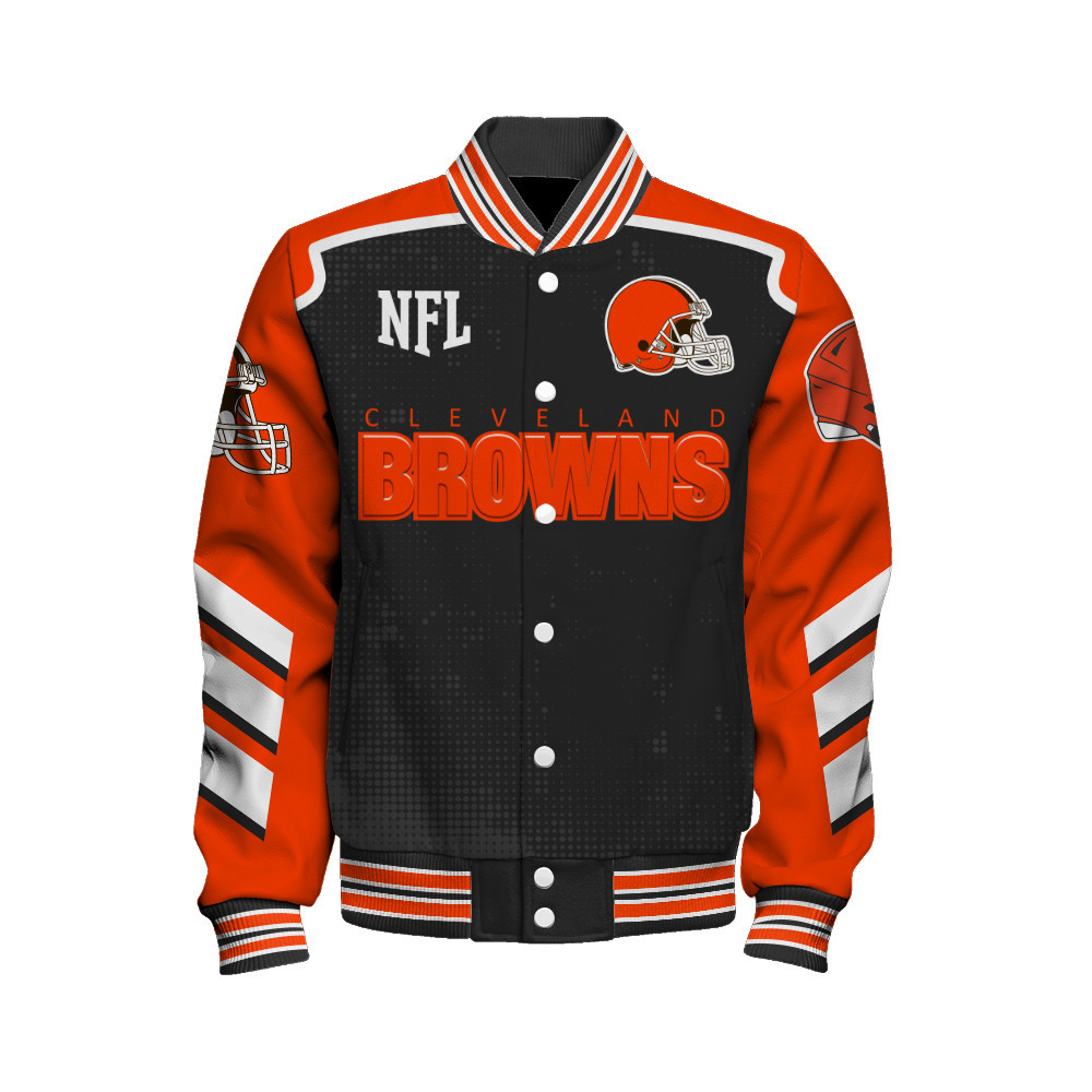 Cleveland Browns - Relentless Determination Unisex Varsity Jacket - Famjoys Cleveland Browns - Relentless Determination Unisex Varsity Jacket - Famjoys
