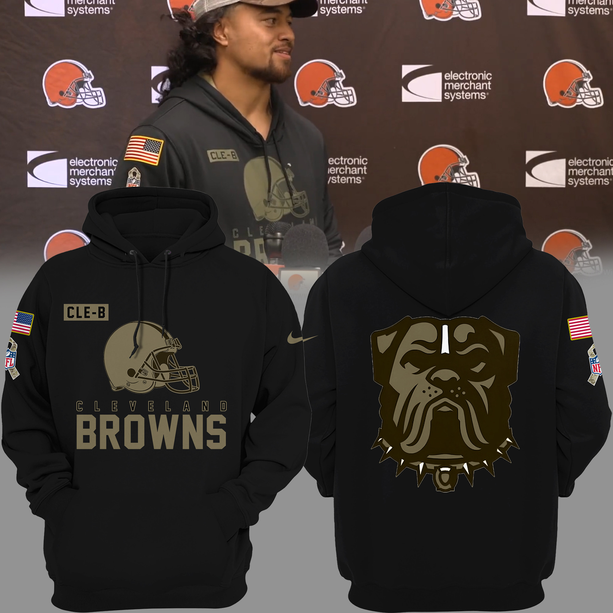 Cleveland Browns Salute To Service New Logo Hoodie - Famjoys Cleveland Browns Salute To Service New Logo Hoodie - Famjoys