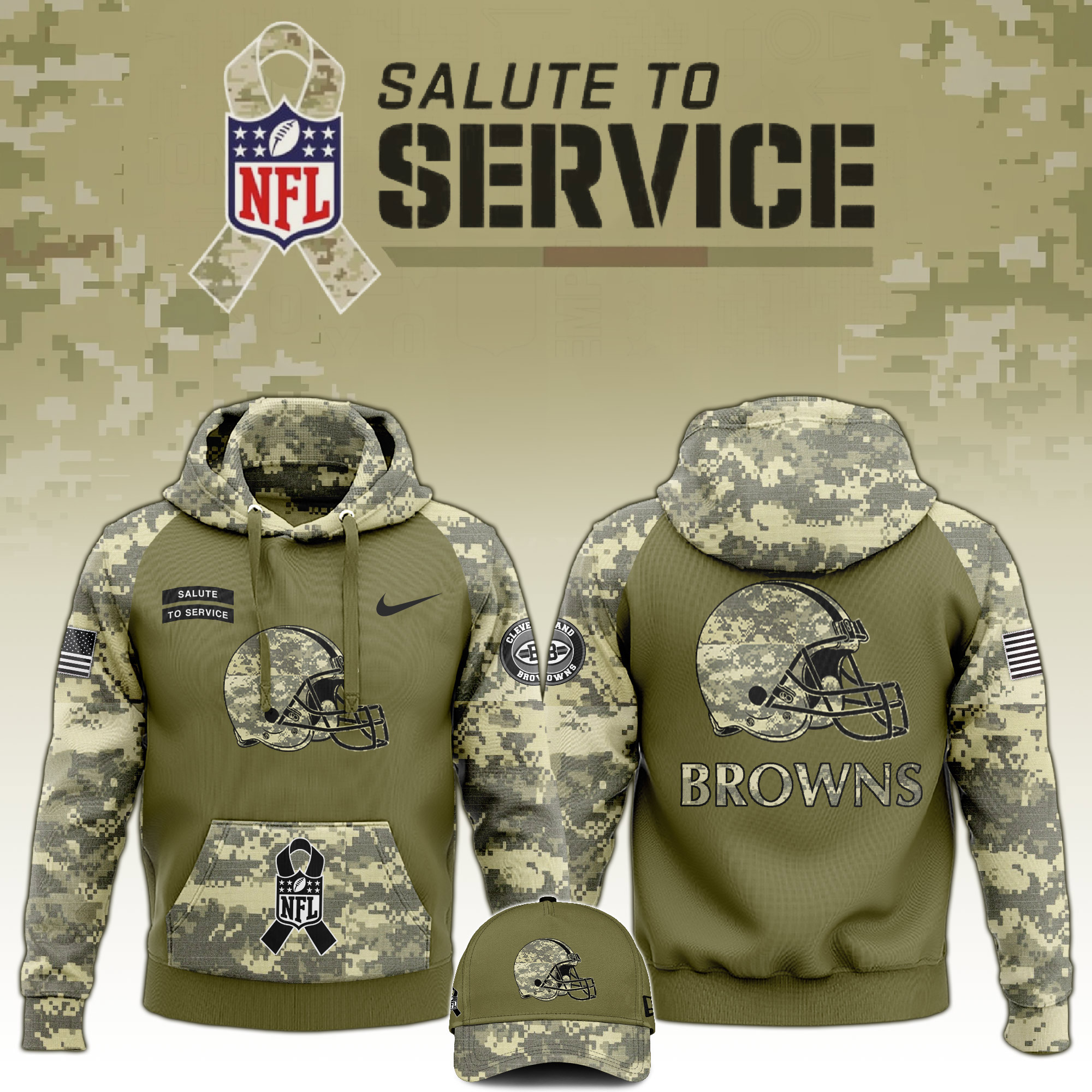 Cleveland Browns Veterans Day Hoodie - Famjoys Cleveland Browns Veterans Day Hoodie - Famjoys