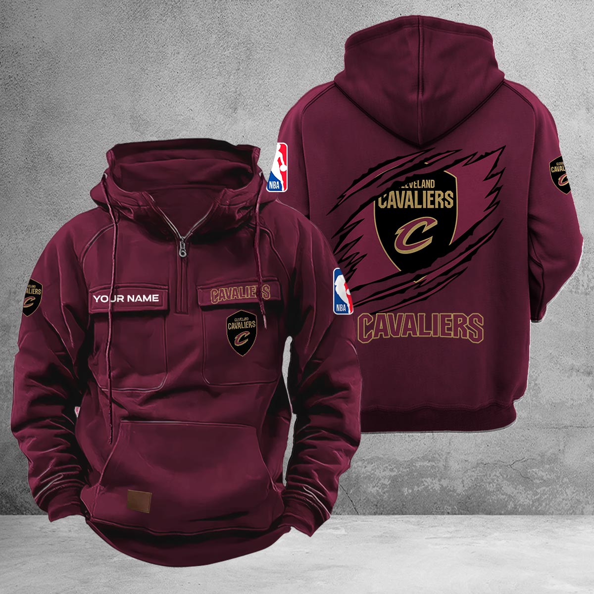 Cleveland Cavaliers Multi-Pockets Zip-Up Hoodie - Famjoys Cleveland Cavaliers Multi-Pockets Zip-Up Hoodie - Famjoys