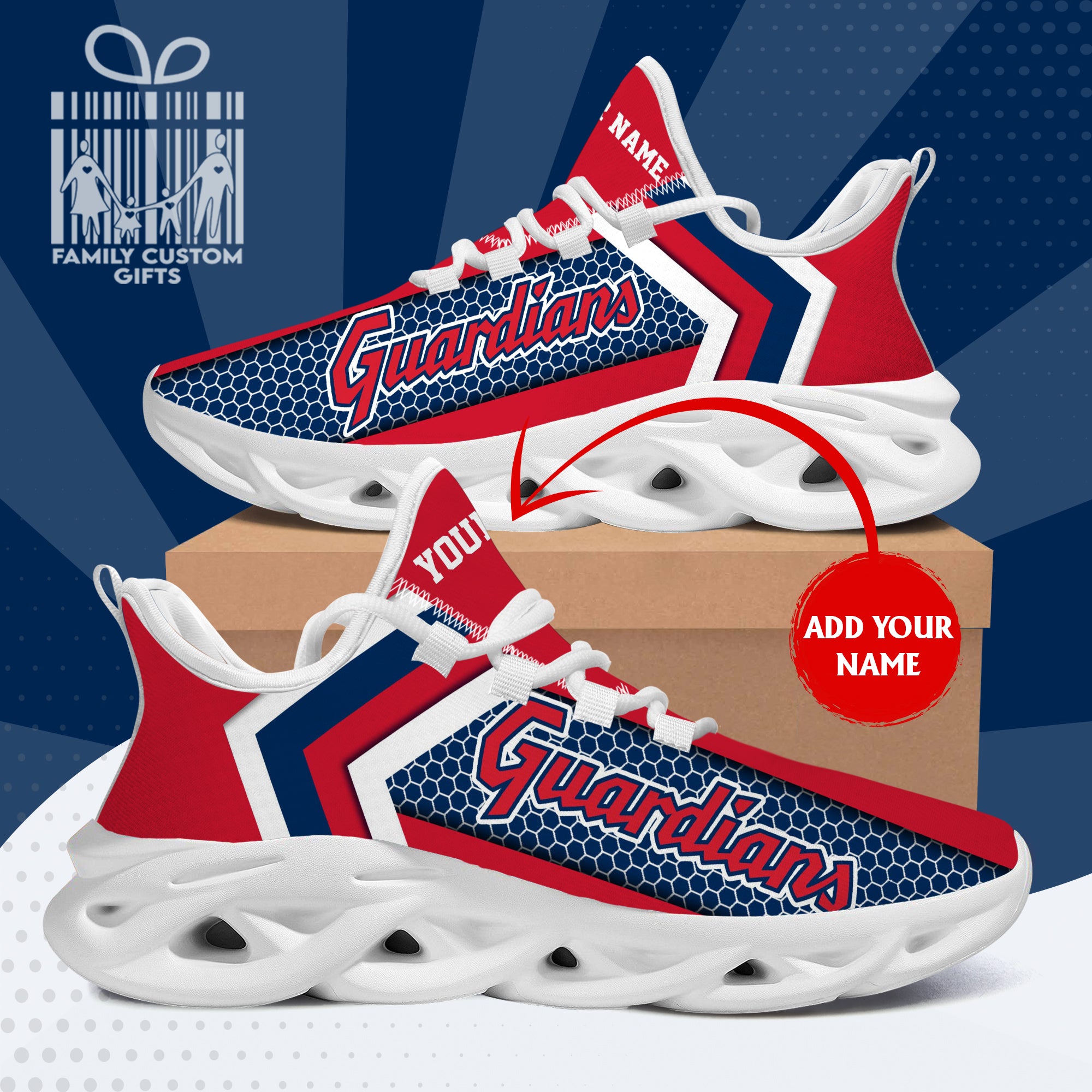 Cleveland Guardians Custom Baseball Personalized Max Soul Sneakers Running Sport Shoes - Famjoys Cleveland Guardians Custom Baseball Personalized Max Soul Sneakers Running Sport Shoes - Famjoys