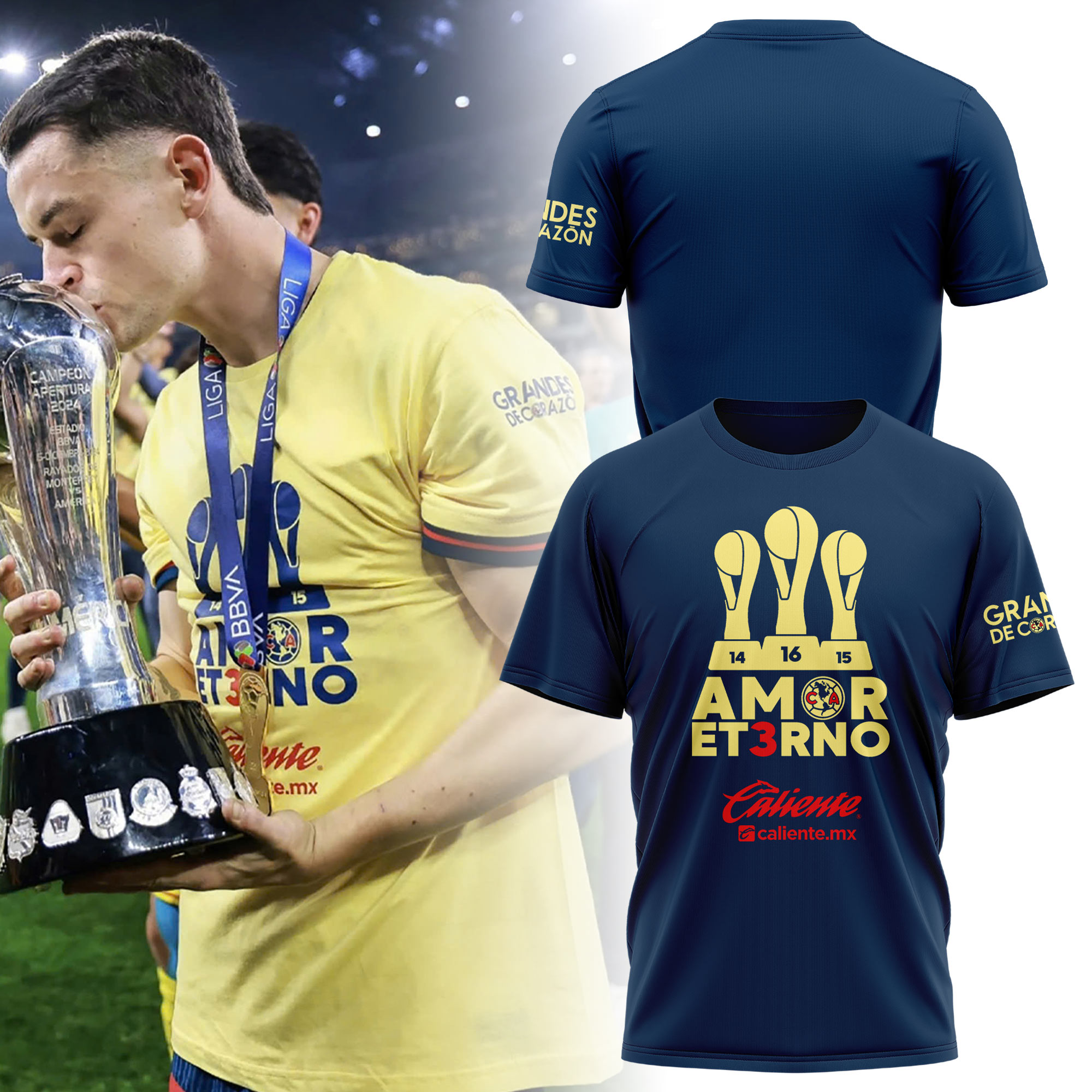 Club América Liga MX Champions Tee V2 - Famjoys Club América Liga MX Champions Tee V2 - Famjoys