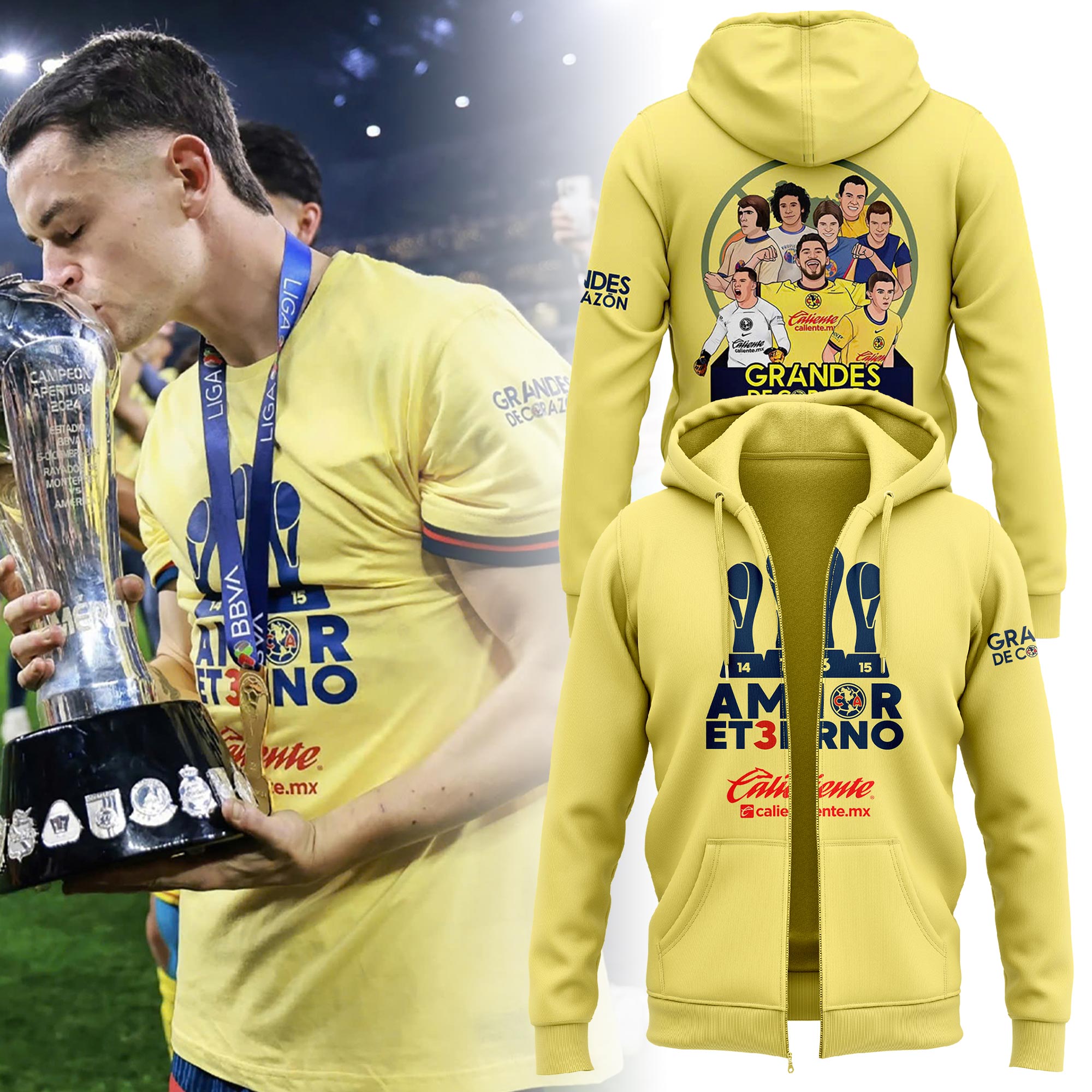 Club América Liga MX Champions Zip Hoodie - Famjoys Club América Liga MX Champions Zip Hoodie - Famjoys