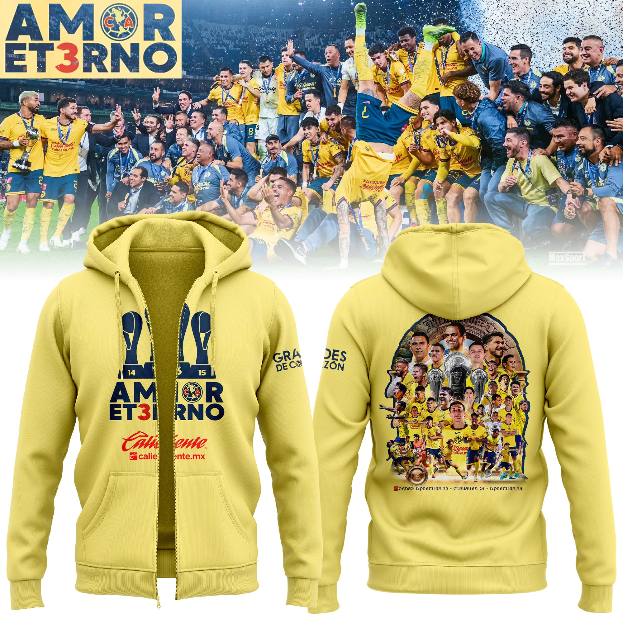 Club América Tricampeones Zip Hoodie - Famjoys Club América Tricampeones Zip Hoodie - Famjoys