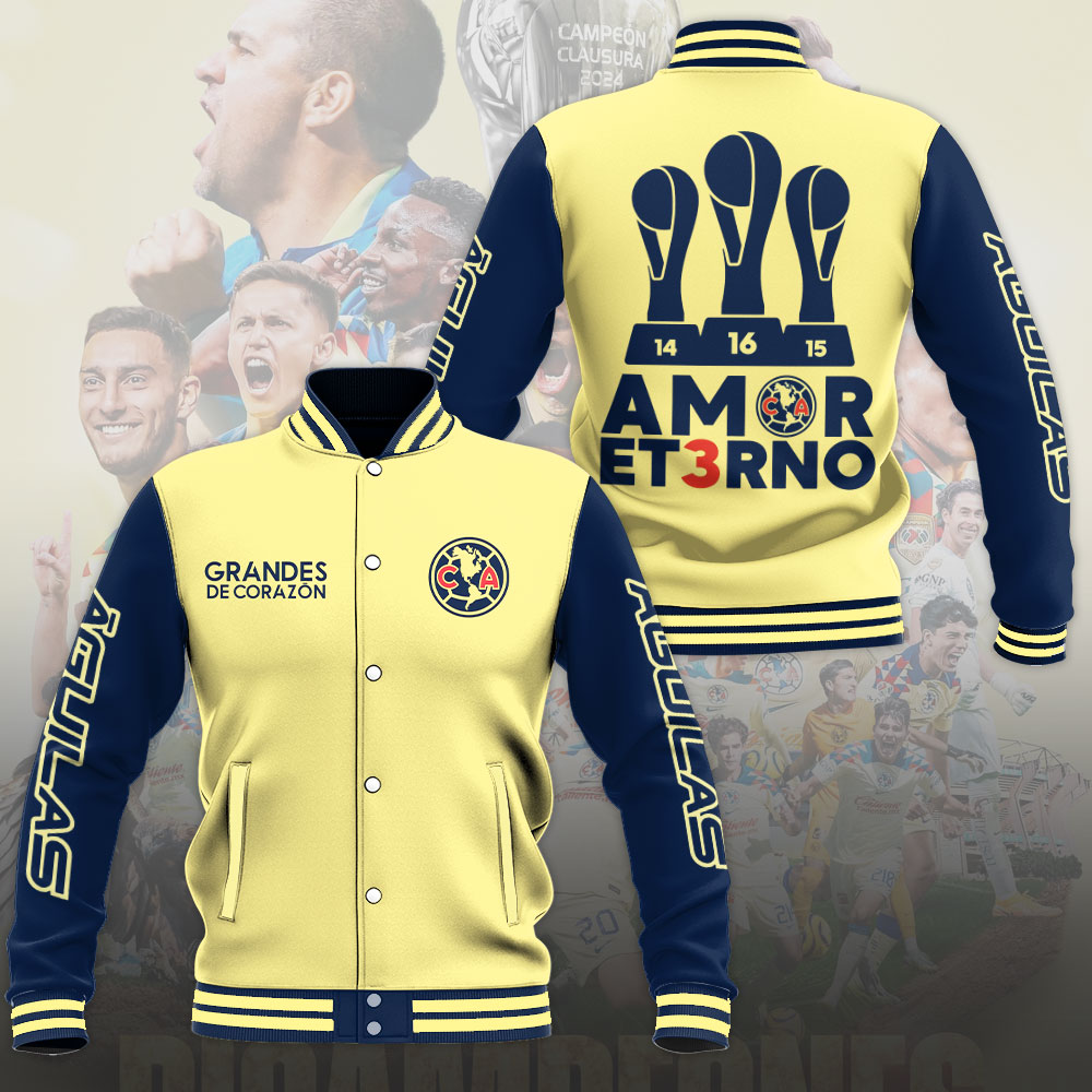 Club America tricampeon Baseball Hoodie Jacket - Famjoys Club America tricampeon Baseball Hoodie Jacket - Famjoys