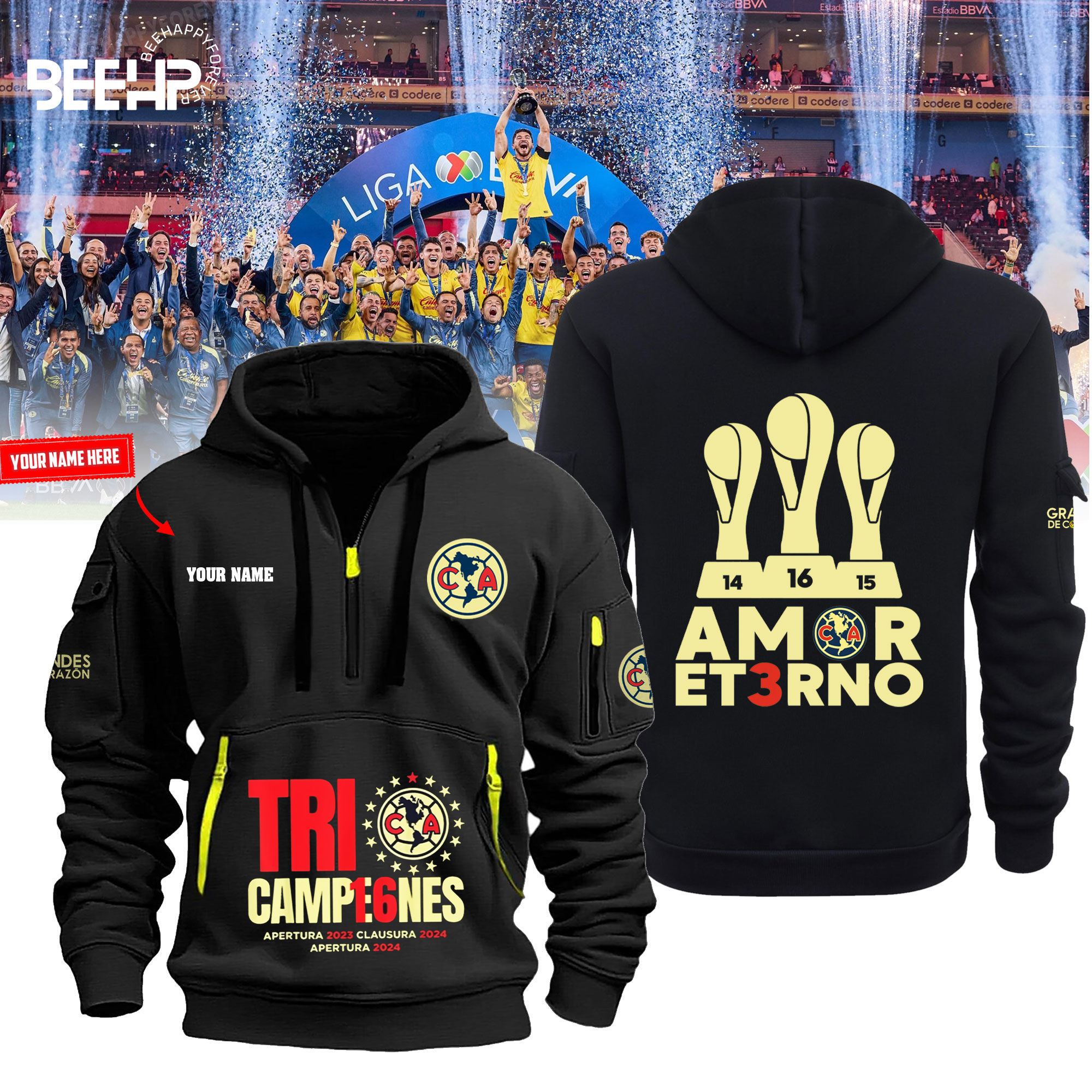 Club America tricampeon New Hoodie - Famjoys Club America tricampeon New Hoodie - Famjoys