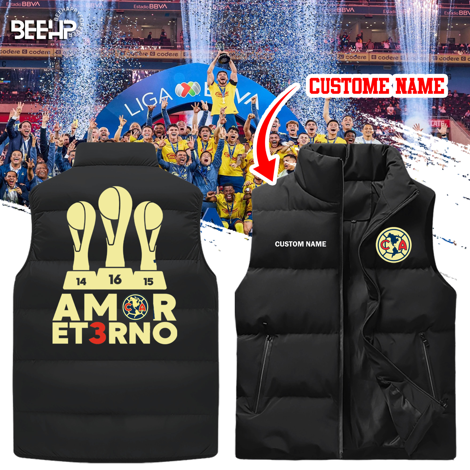 Club America tricampeon Sleeveless Jacket - Famjoys Club America tricampeon Sleeveless Jacket - Famjoys