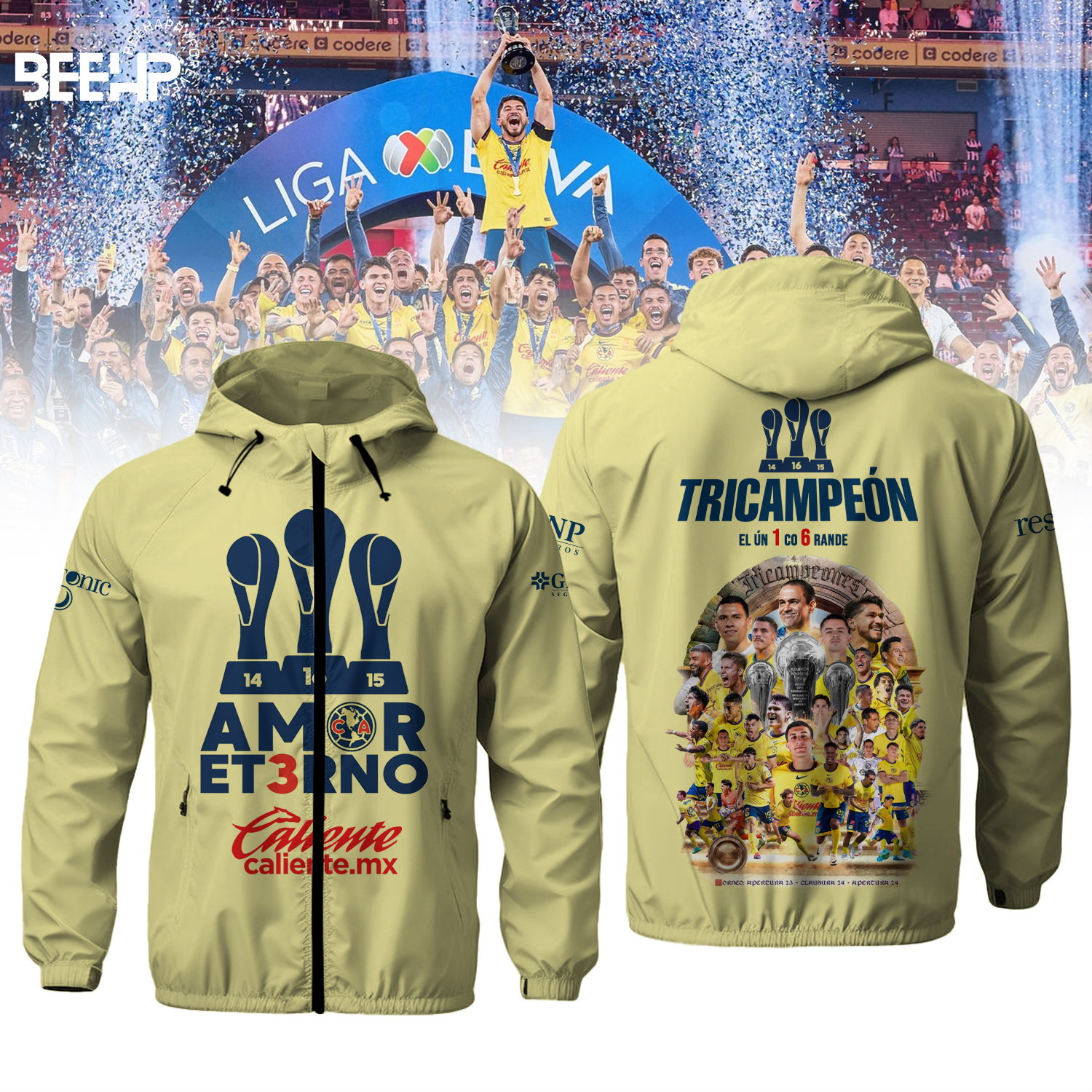 Club America tricampeonWindbreaker Outdoor Jacket - Famjoys Club America tricampeonWindbreaker Outdoor Jacket - Famjoys