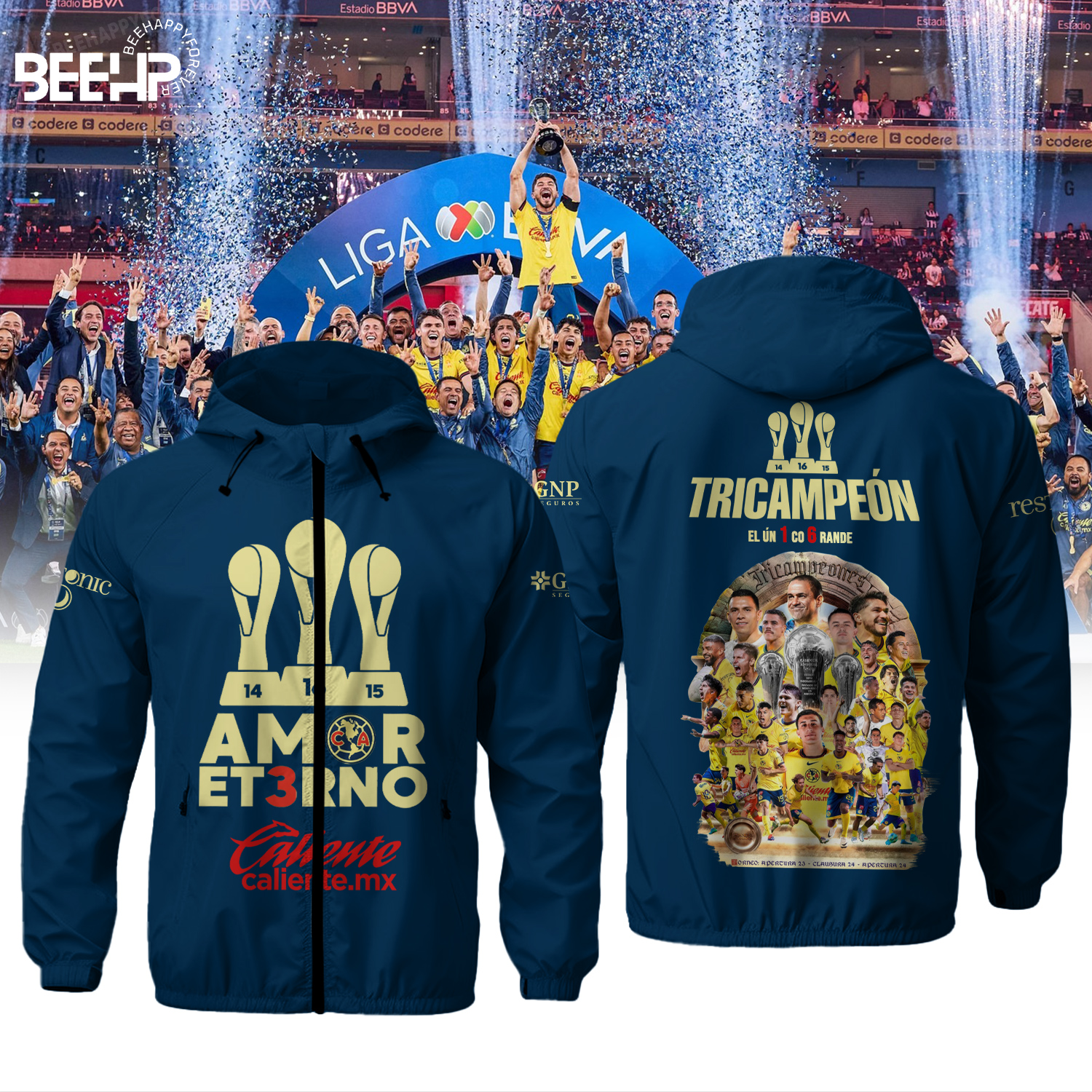 Club America tricampeonWindbreaker Outdoor Jacket - Famjoys Club America tricampeonWindbreaker Outdoor Jacket - Famjoys