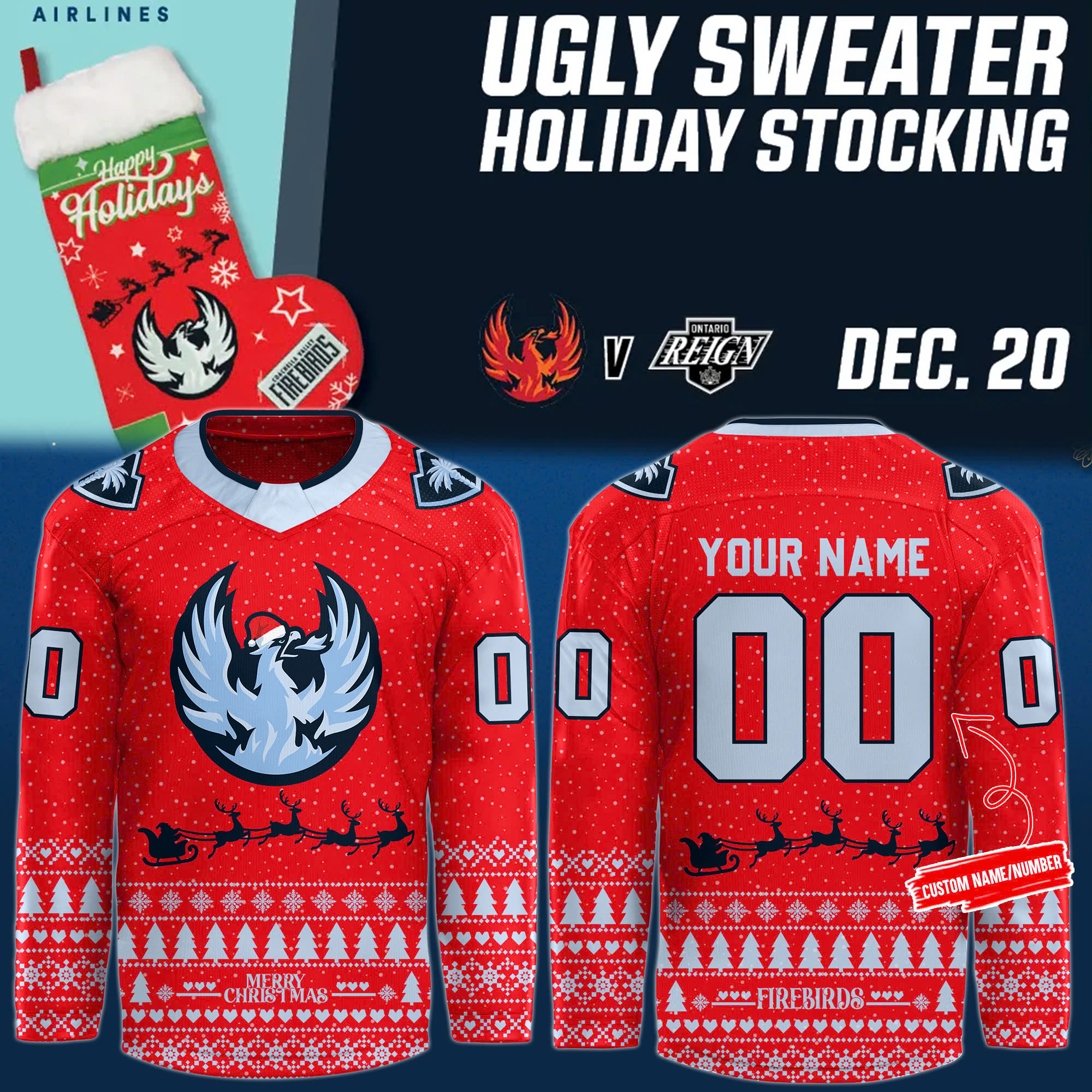 Coachella Valley Firebirds Merry Chirtmas Hoodie - Famjoys Coachella Valley Firebirds Merry Chirtmas Hoodie - Famjoys