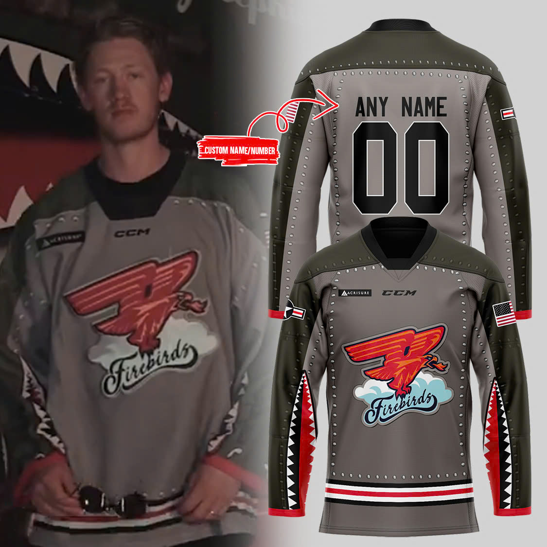 Coachella Valley Firebirds New Military Jersey - Famjoys Coachella Valley Firebirds New Military Jersey - Famjoys