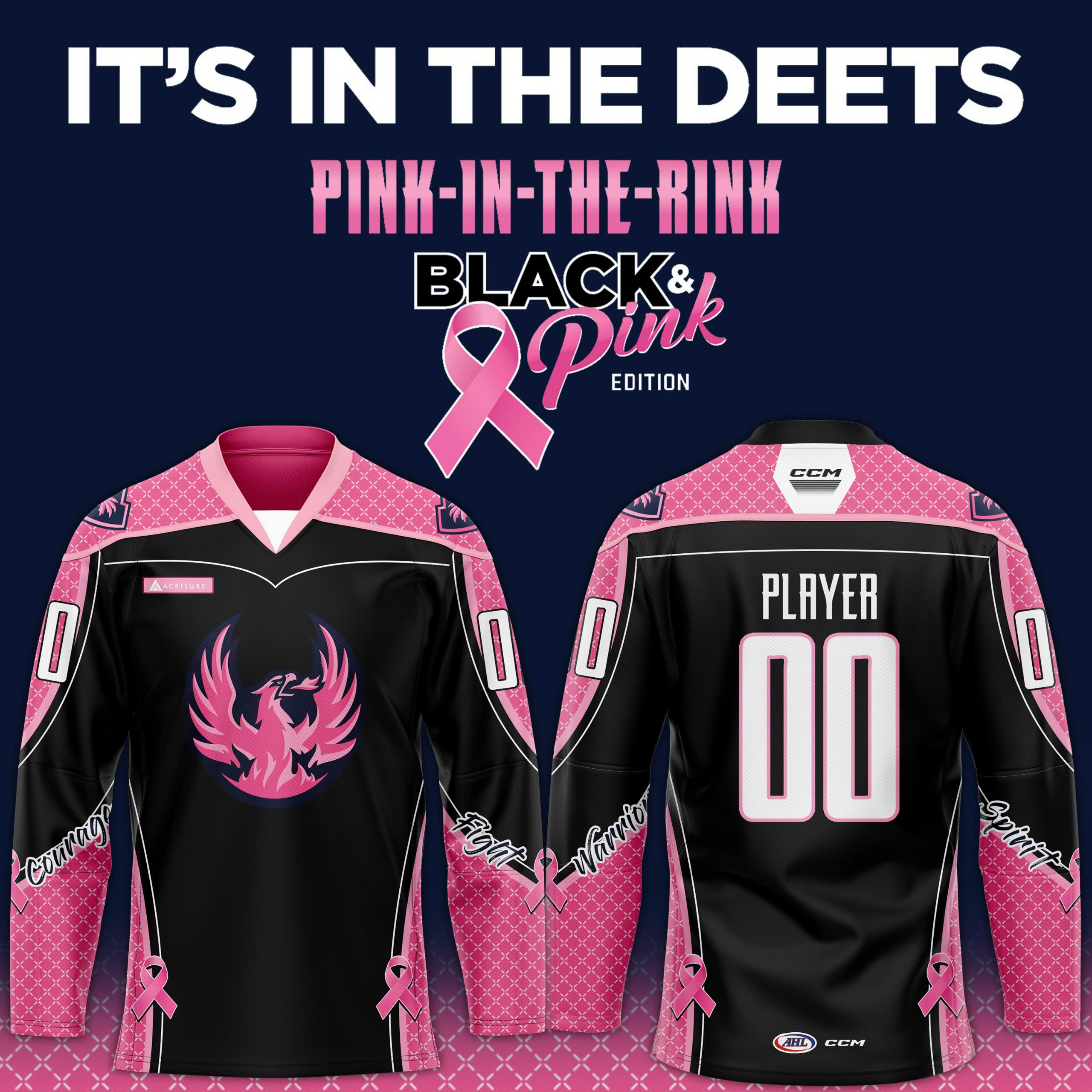 Coachella Valley Firebirds Pink In The Rink Hockey Jersey - Famjoys Coachella Valley Firebirds Pink In The Rink Hockey Jersey - Famjoys