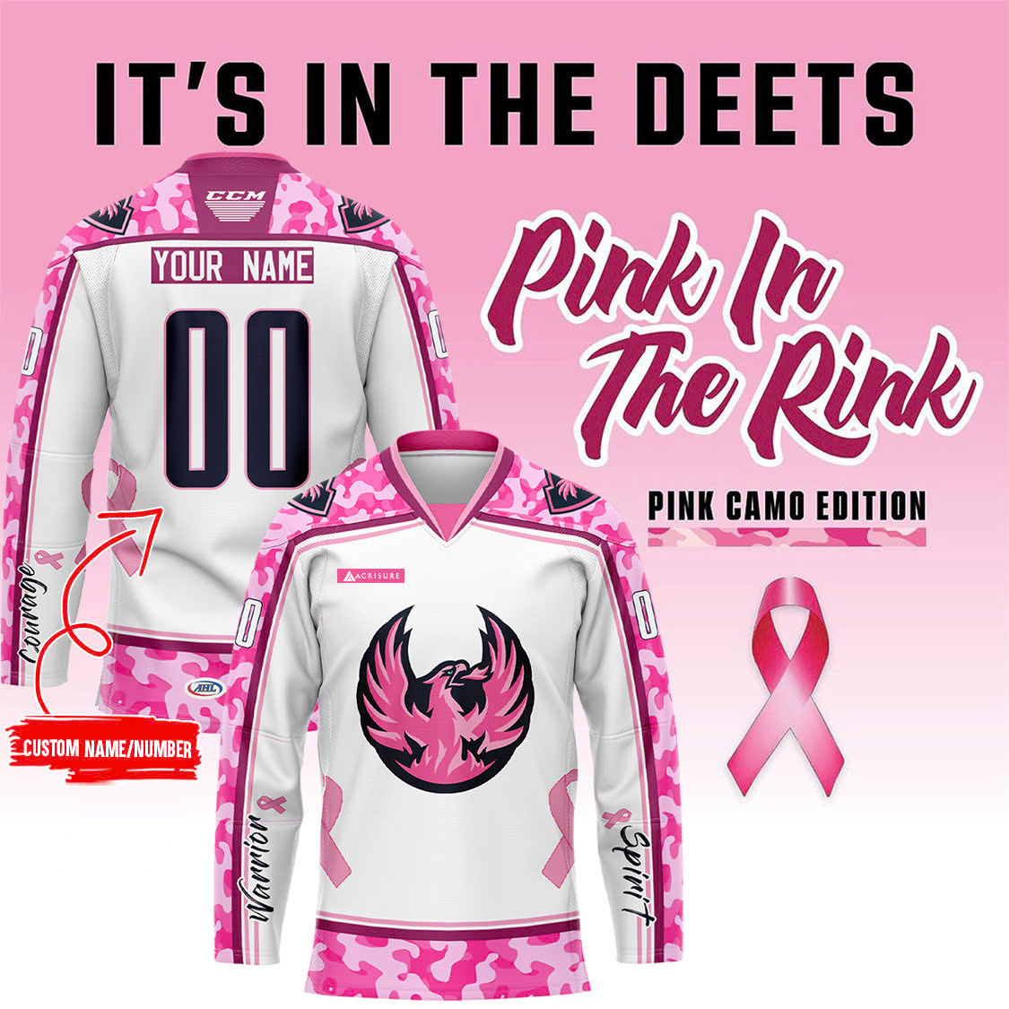 Coachella Valley Firebirds Pink in the Rink Jersey - Famjoys Coachella Valley Firebirds Pink in the Rink Jersey - Famjoys