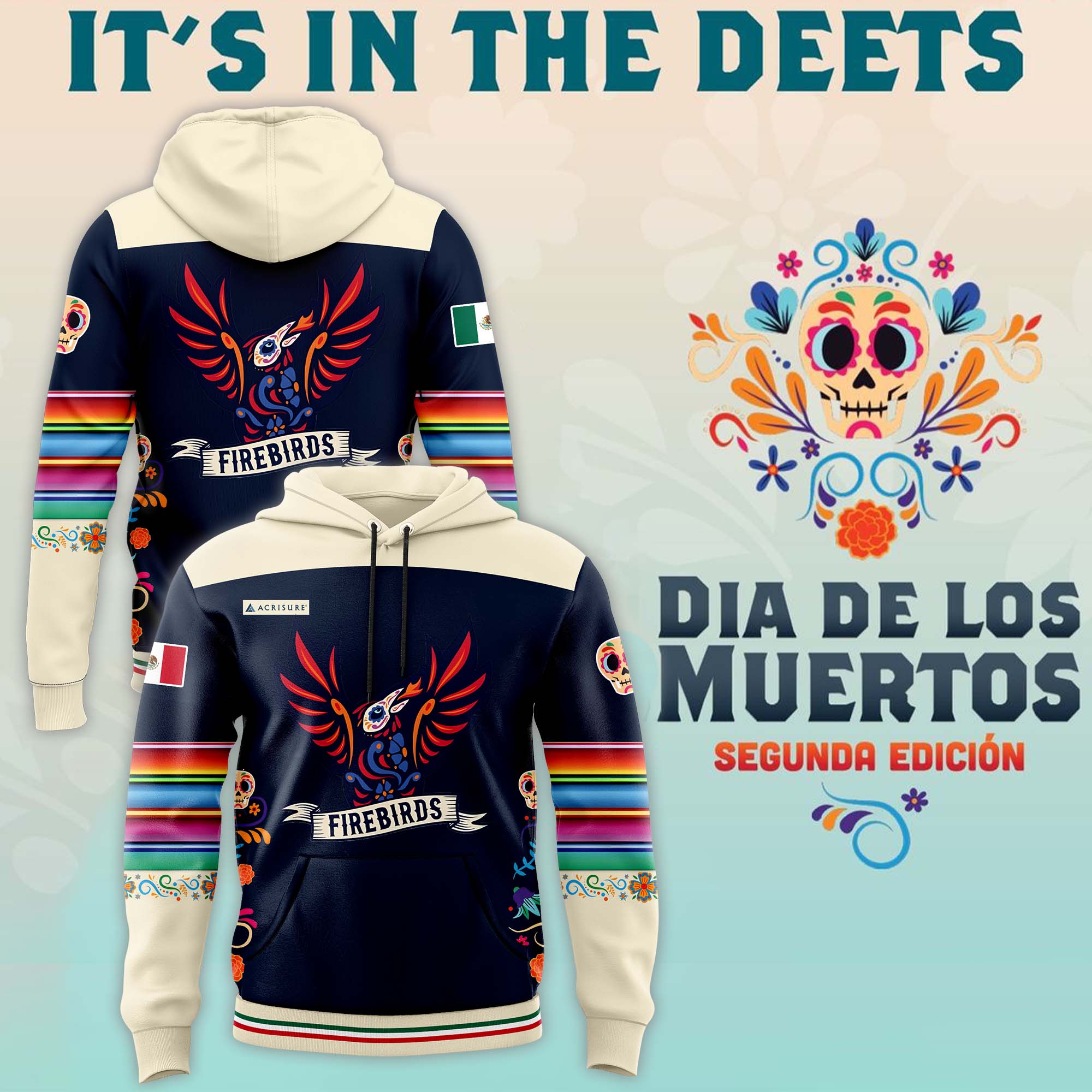 Coachella Valley Firebirds x Dia de los Muertos Night Hoodie - Famjoys Coachella Valley Firebirds x Dia de los Muertos Night Hoodie - Famjoys