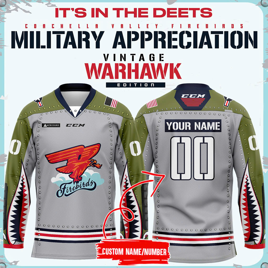 Coachella Valley Firebirds x Military Apprecation Jersey - Famjoys Coachella Valley Firebirds x Military Apprecation Jersey - Famjoys