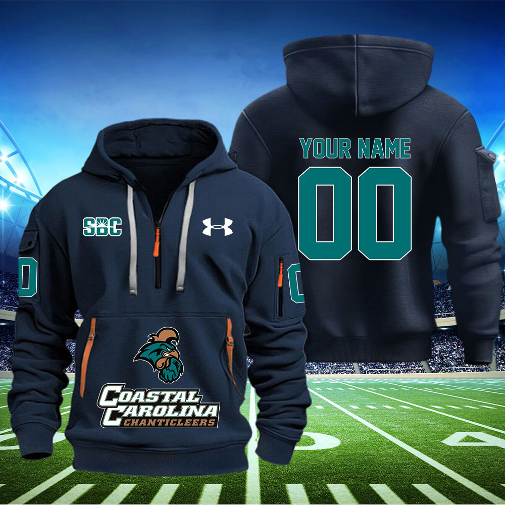 Coastal Carolina Chanticleers Football Quarter Zip Hoodie - Famjoys Coastal Carolina Chanticleers Football Quarter Zip Hoodie - Famjoys