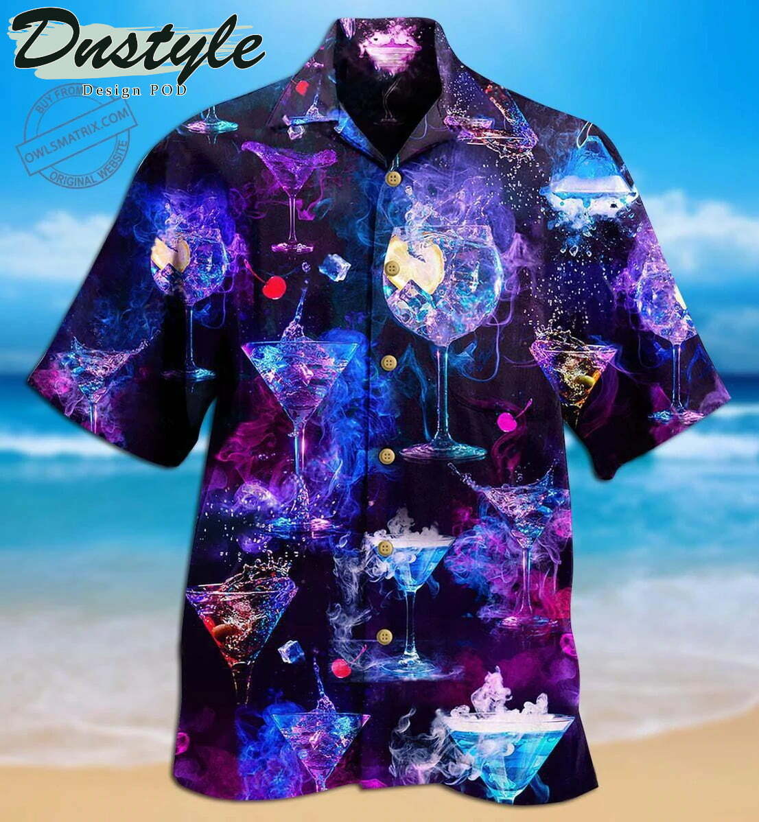 Cocktail Love The Moon Purple Hawaiian Shirt - Famjoys Cocktail Love The Moon Purple Hawaiian Shirt - Famjoys