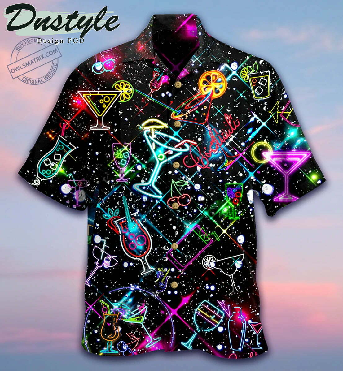 Cocktail Neon Love Hawaiian Shirt - Famjoys Cocktail Neon Love Hawaiian Shirt - Famjoys