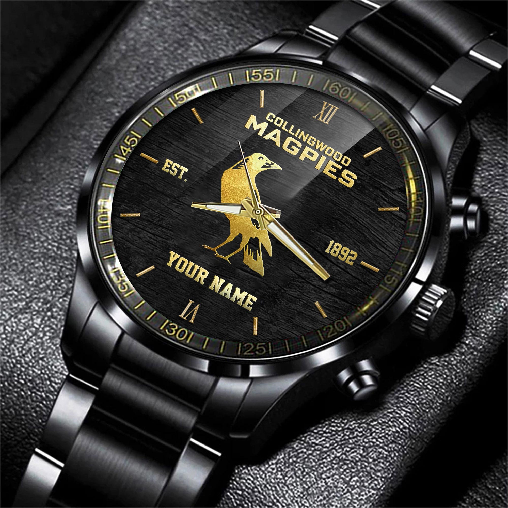 Collingwood Black Fashion Watch Custom Your Name - Famjoys Collingwood Black Fashion Watch Custom Your Name - Famjoys