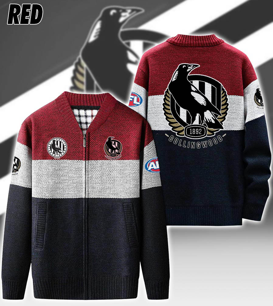 Collingwood Magpies AFL Cardigan Sweater Coat - Famjoys Collingwood Magpies AFL Cardigan Sweater Coat - Famjoys