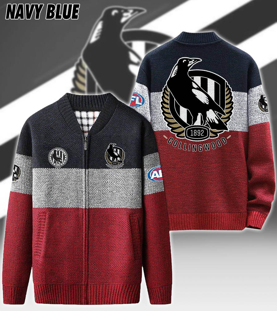 Collingwood Magpies AFL Cardigan Sweater Coat - Famjoys Collingwood Magpies AFL Cardigan Sweater Coat - Famjoys