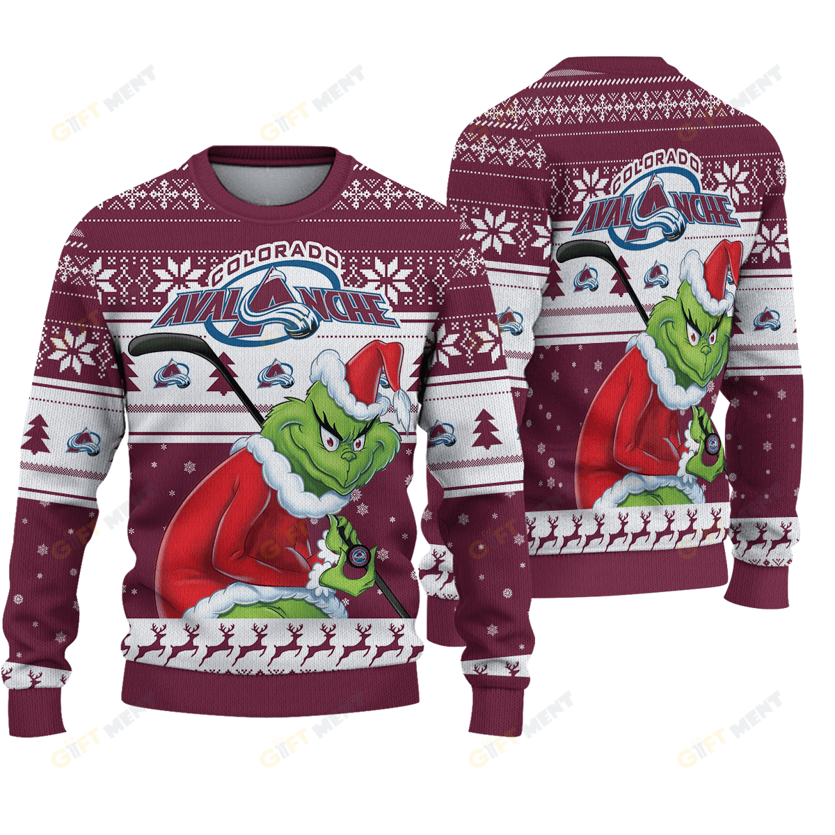Colorado Avalanche Grinch Christmas Ugly Sweater - Famjoys Colorado Avalanche Grinch Christmas Ugly Sweater - Famjoys