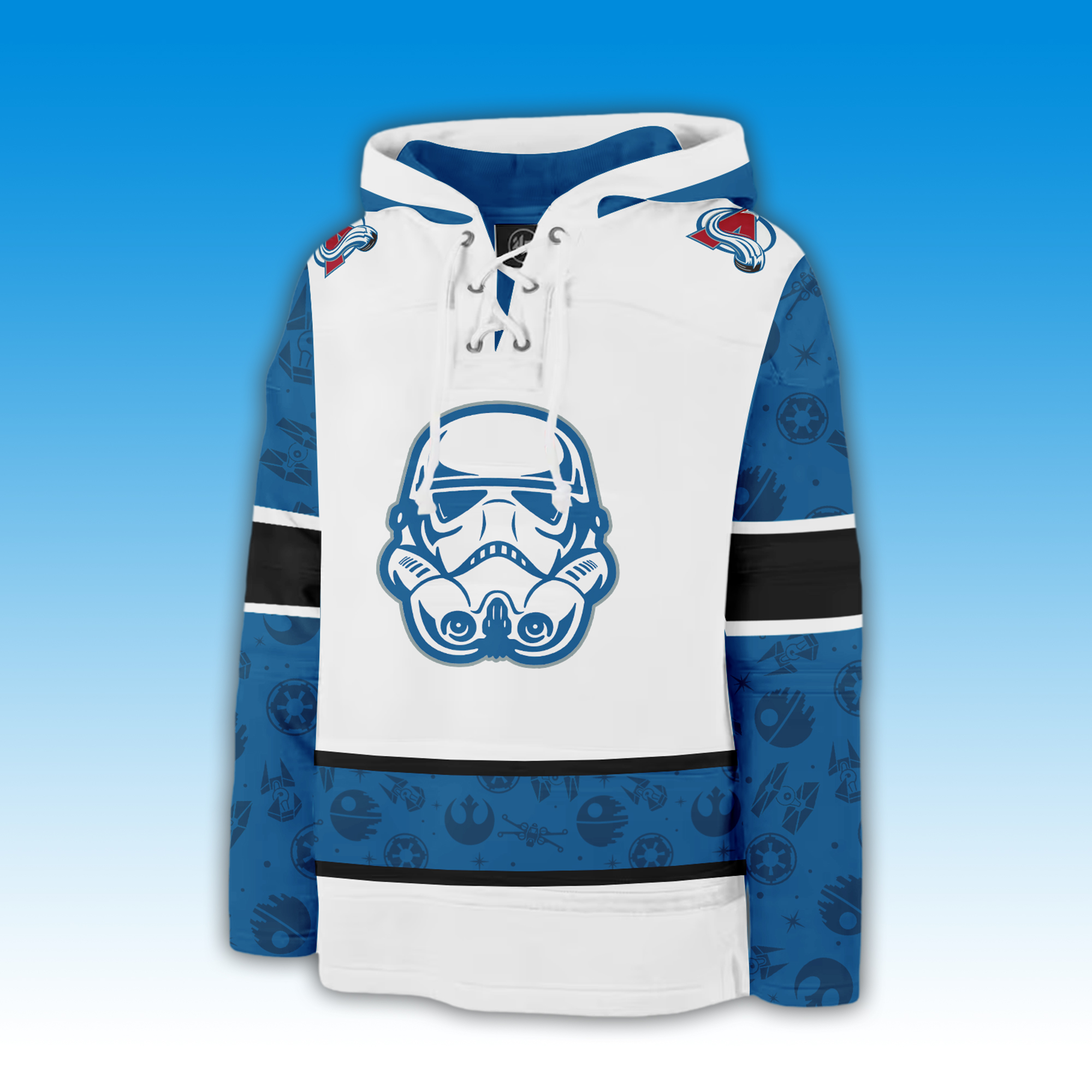 Colorado Avalanche x Star Wars Night Lace Up Hoodie - Famjoys Colorado Avalanche x Star Wars Night Lace Up Hoodie - Famjoys