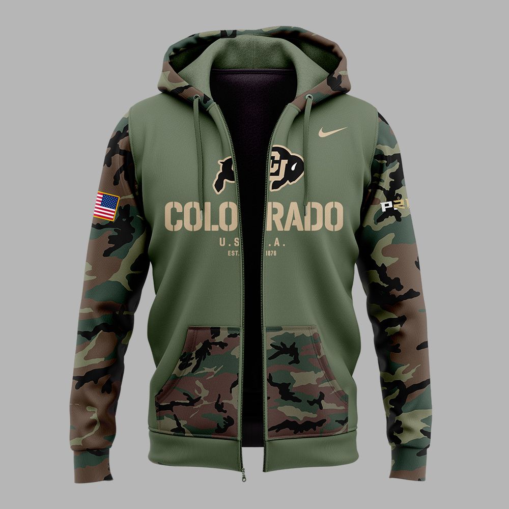 Colorado Buffaloes Football 2024 Military Appreciation Zip Hoodie - Famjoys Colorado Buffaloes Football 2024 Military Appreciation Zip Hoodie - Famjoys