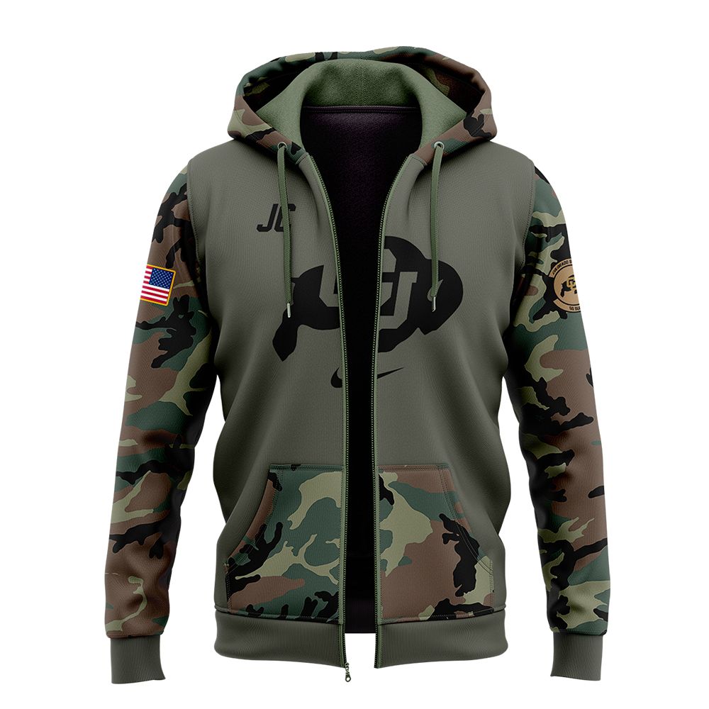 Colorado Buffaloes Football 2024 Military Appreciation Zip Hoodie - Famjoys Colorado Buffaloes Football 2024 Military Appreciation Zip Hoodie - Famjoys
