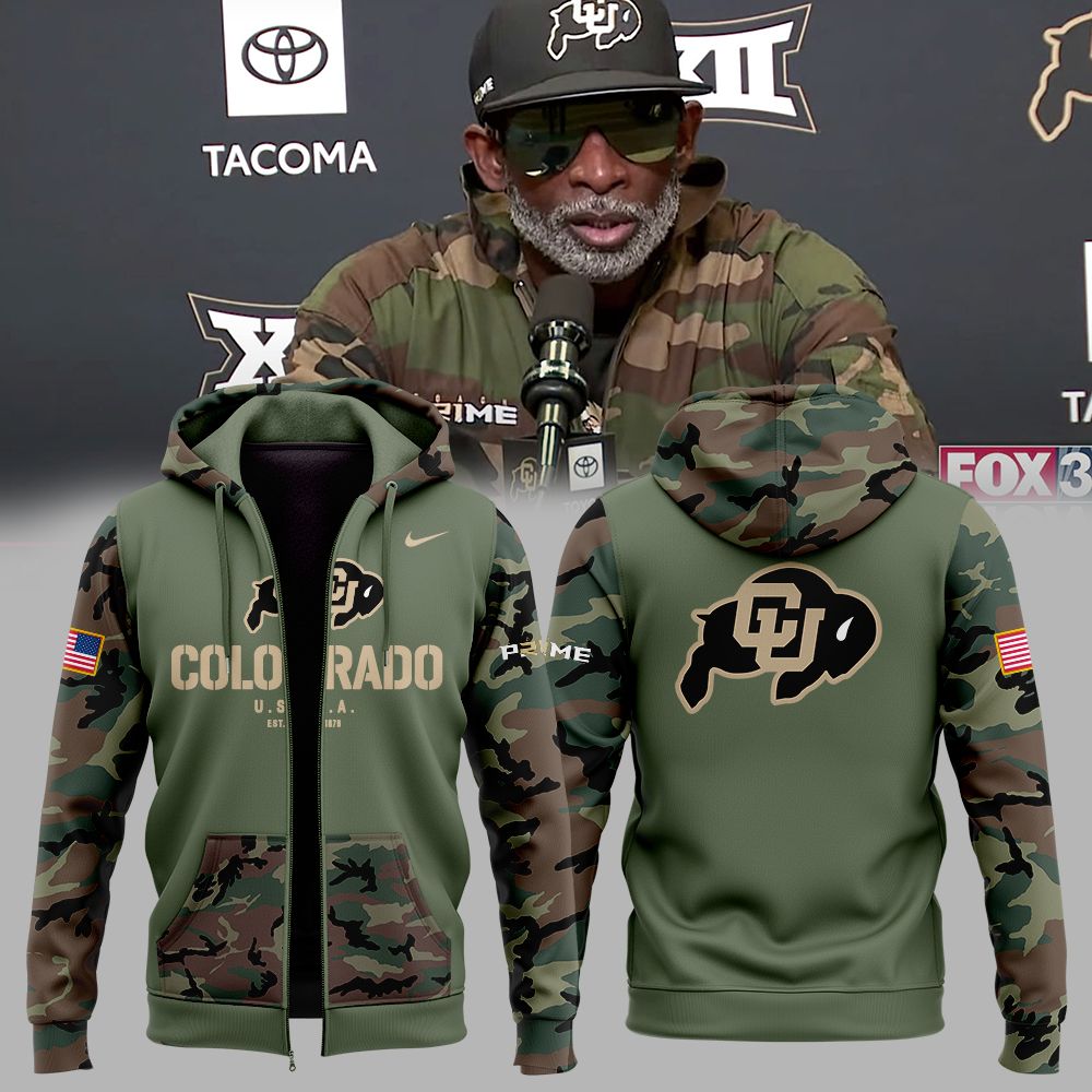 Colorado Buffaloes Football 2024 Military Appreciation Zip Hoodie - Famjoys Colorado Buffaloes Football 2024 Military Appreciation Zip Hoodie - Famjoys