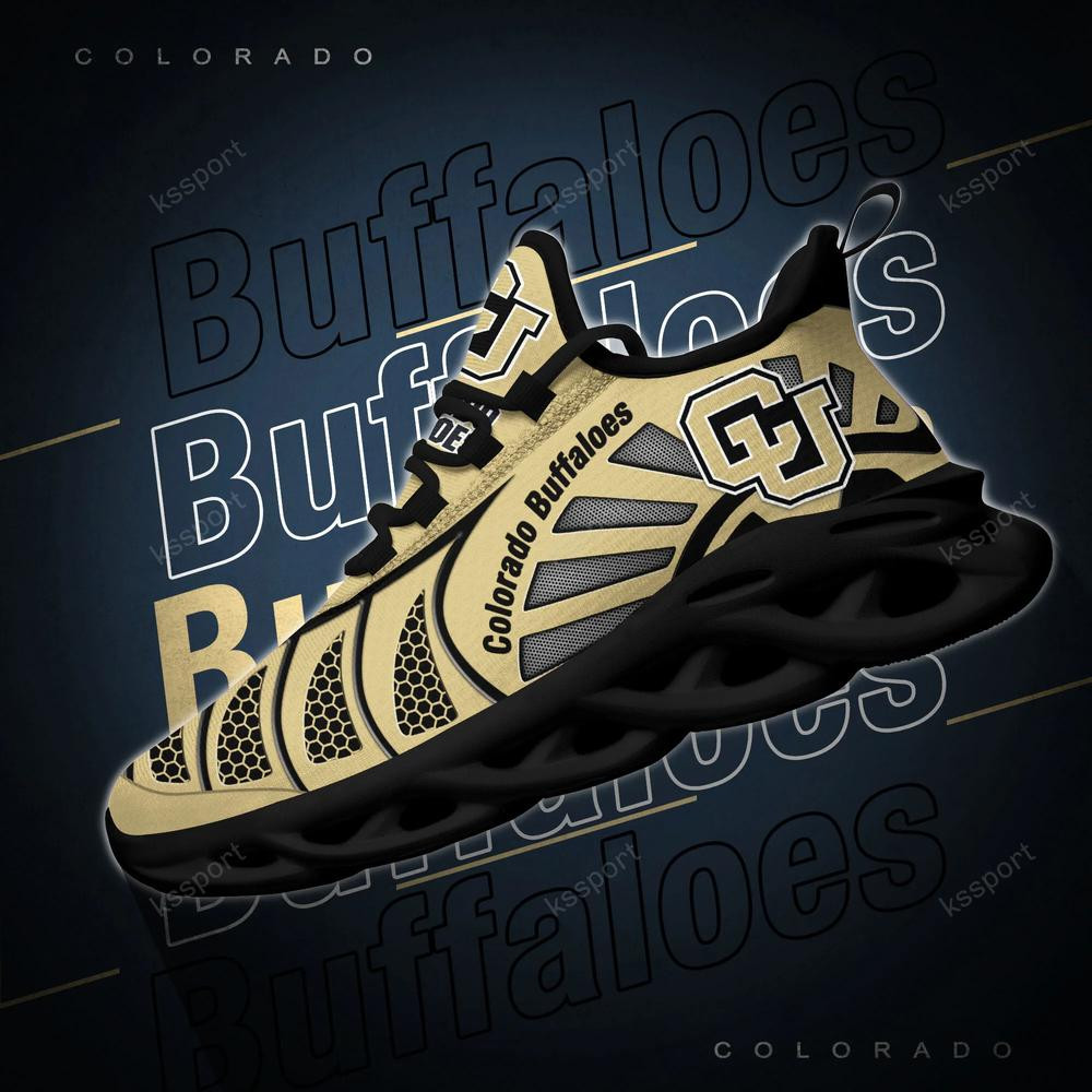Colorado Buffaloes Max Soul Clunky, Black And White Running Shoes - Famjoys Colorado Buffaloes Max Soul Clunky, Black And White Running Shoes - Famjoys