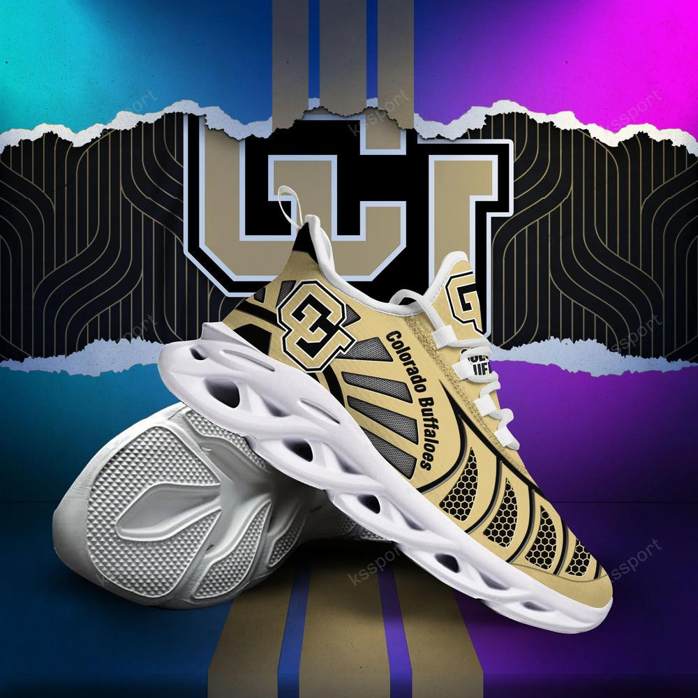 Colorado Buffaloes Max Soul Clunky, Black And White Running Shoes - Famjoys Colorado Buffaloes Max Soul Clunky, Black And White Running Shoes - Famjoys