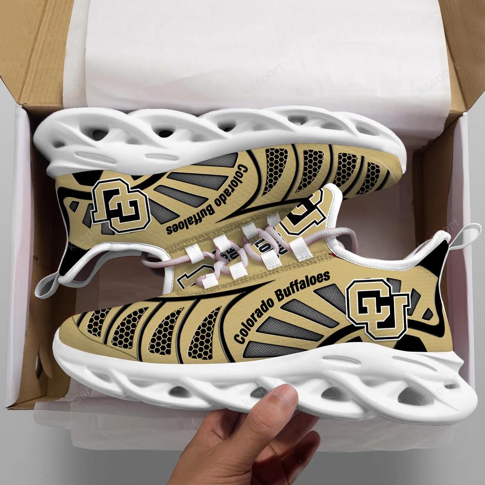 Colorado Buffaloes Max Soul Clunky, Black And White Running Shoes - Famjoys Colorado Buffaloes Max Soul Clunky, Black And White Running Shoes - Famjoys