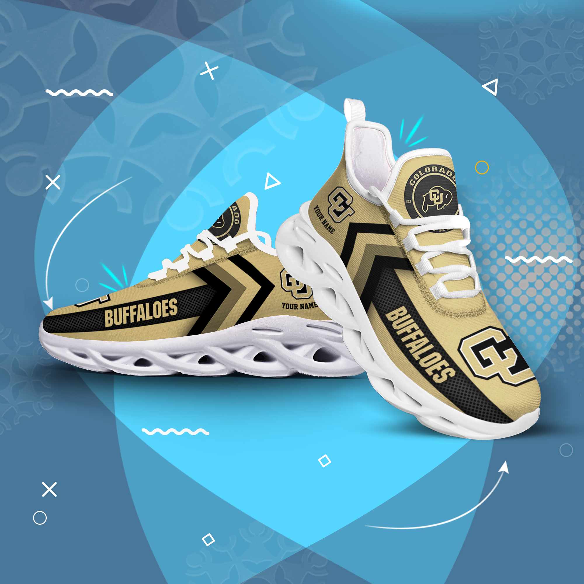 Colorado Buffaloes Personalized Custom Name Max Soul Shoes DS003 - Famjoys Colorado Buffaloes Personalized Custom Name Max Soul Shoes DS003 - Famjoys