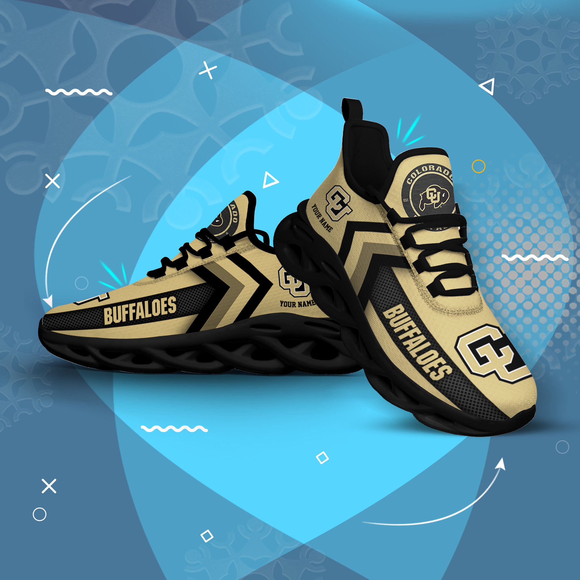 Colorado Buffaloes Personalized Custom Name Max Soul Shoes DS003 - Famjoys Colorado Buffaloes Personalized Custom Name Max Soul Shoes DS003 - Famjoys