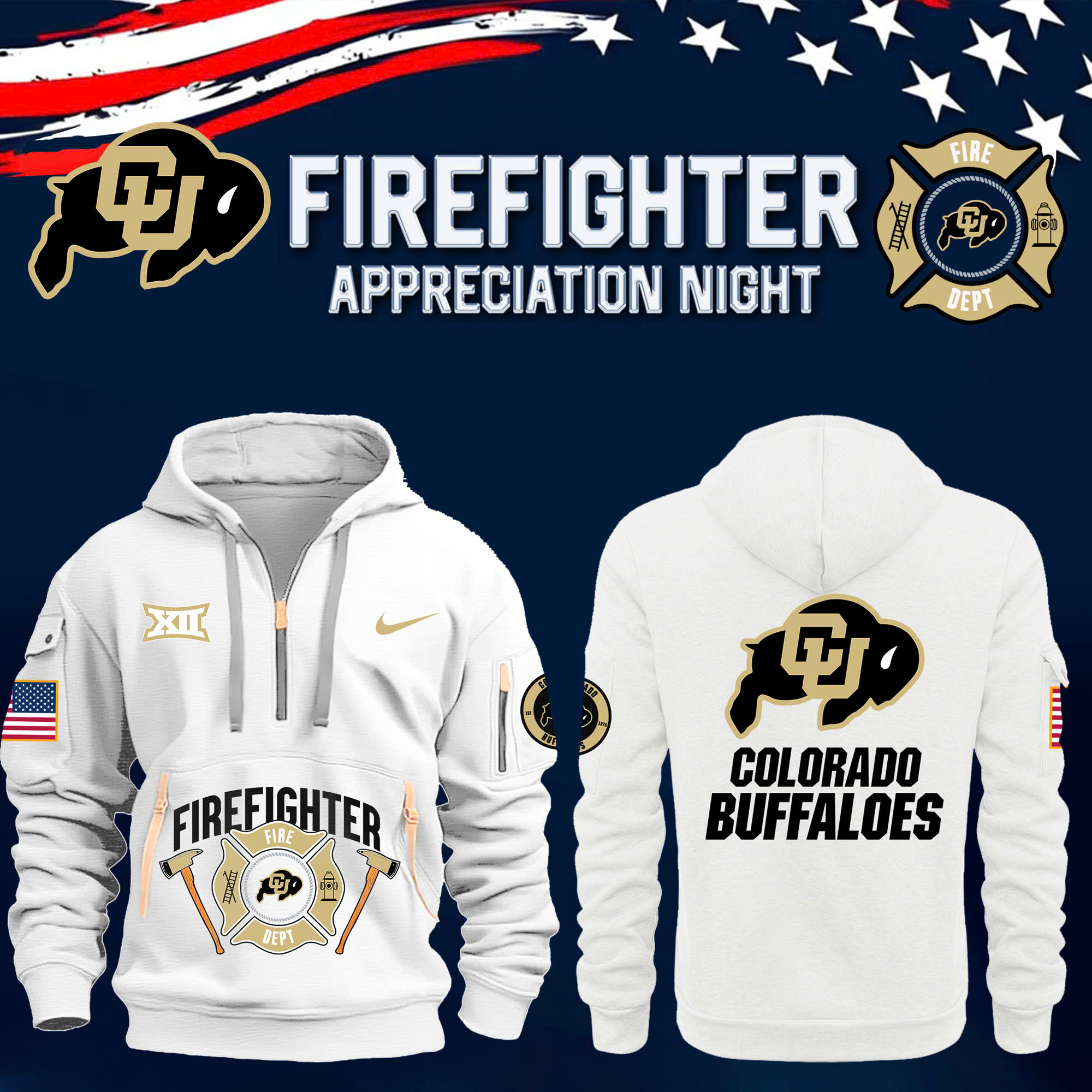 Colorado Buffaloes x Firefighter Appreciation Night Premium Hoodie - Famjoys Colorado Buffaloes x Firefighter Appreciation Night Premium Hoodie - Famjoys