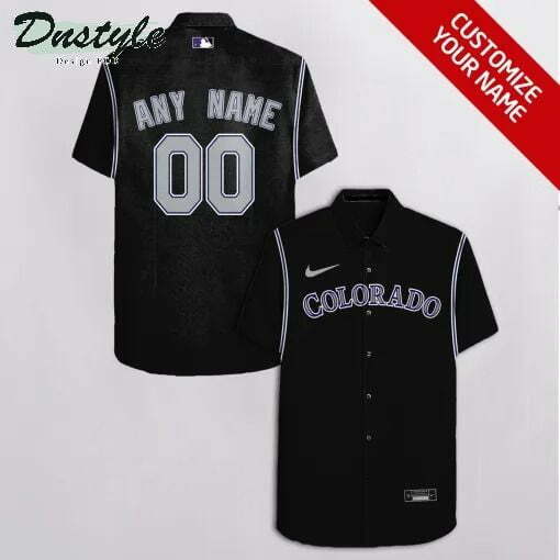 Colorado Rockies Personalized Black Hawaiian Shirt - Famjoys Colorado Rockies Personalized Black Hawaiian Shirt - Famjoys