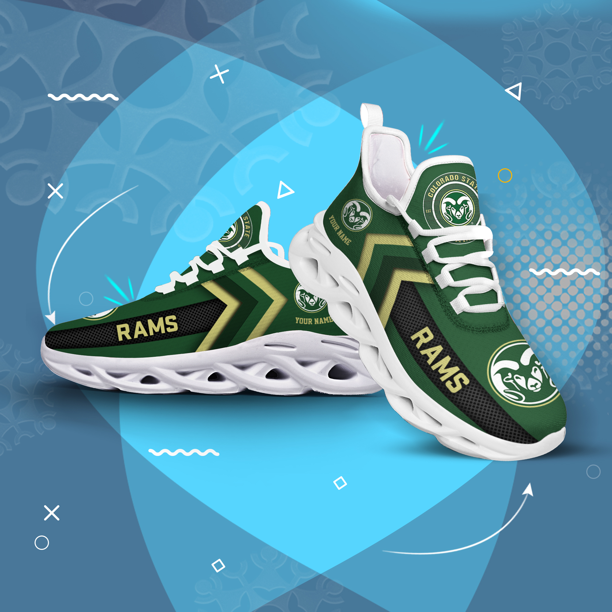 Colorado State Rams Personalized Custom Name Max Soul Shoes DS003 - Famjoys Colorado State Rams Personalized Custom Name Max Soul Shoes DS003 - Famjoys