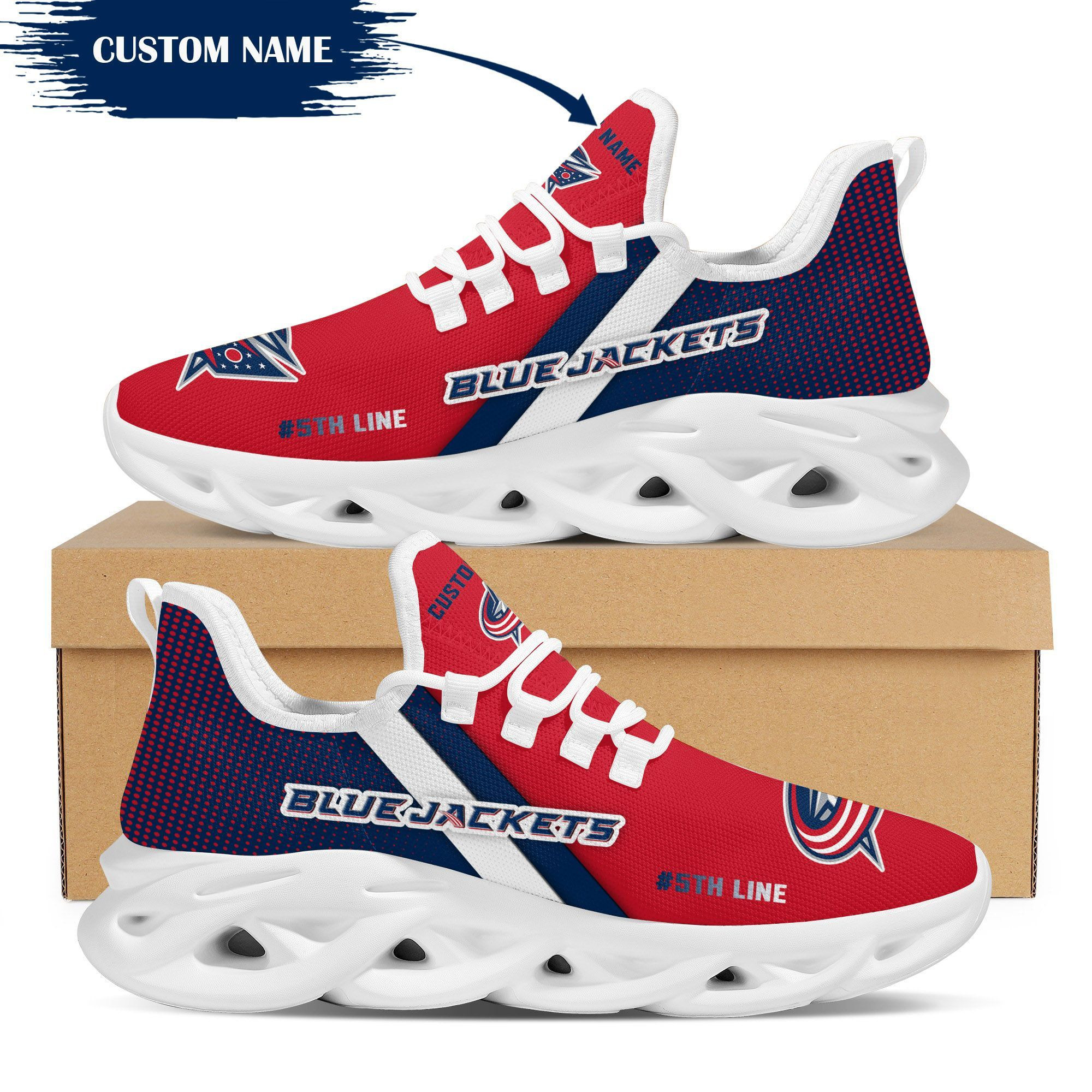 Columbus Blue Jackets Custom Personalized Max Soul Sneakers Shoes - Famjoys Columbus Blue Jackets Custom Personalized Max Soul Sneakers Shoes - Famjoys