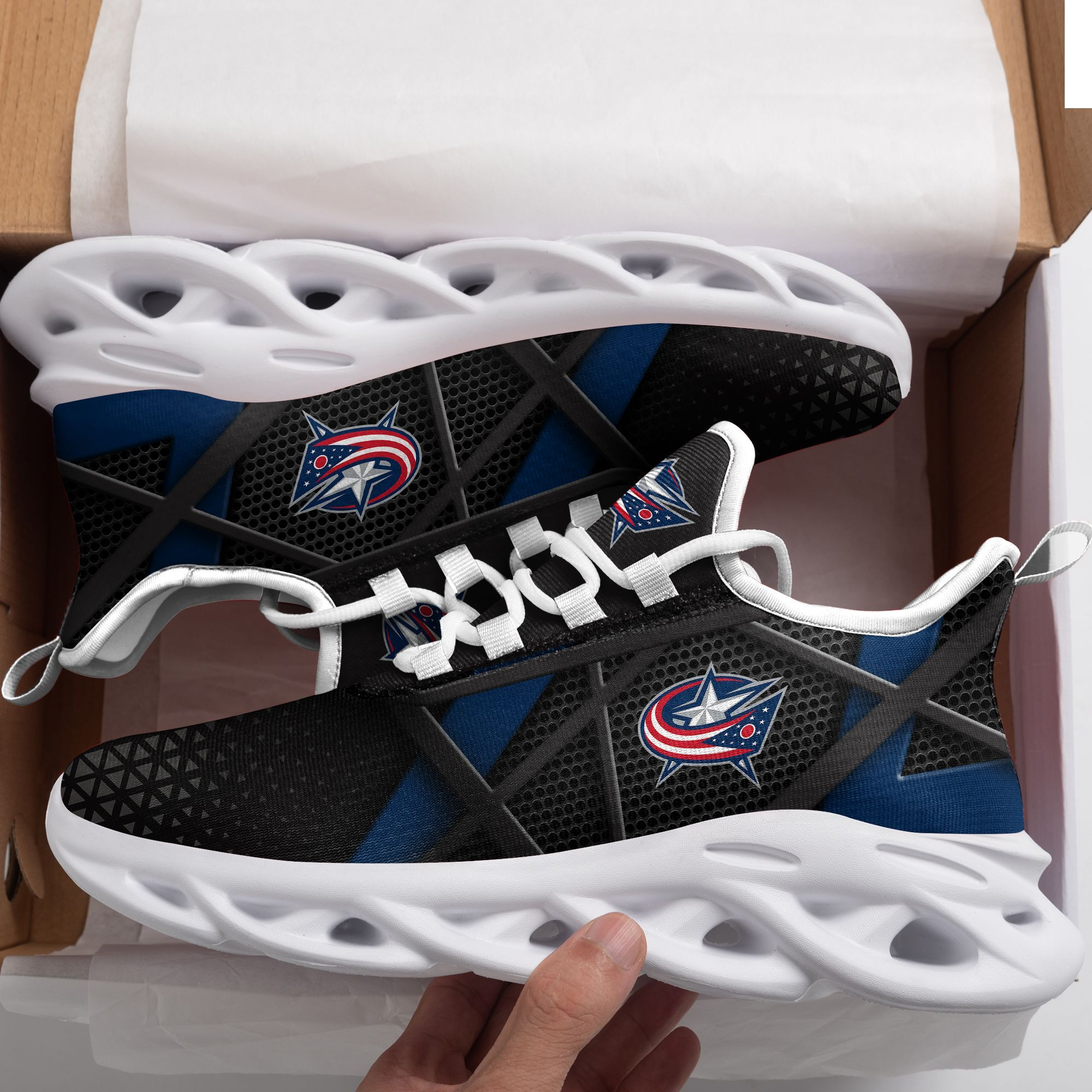 Columbus Blue Jackets Max Soul Sneakers Shoes - Famjoys Columbus Blue Jackets Max Soul Sneakers Shoes - Famjoys