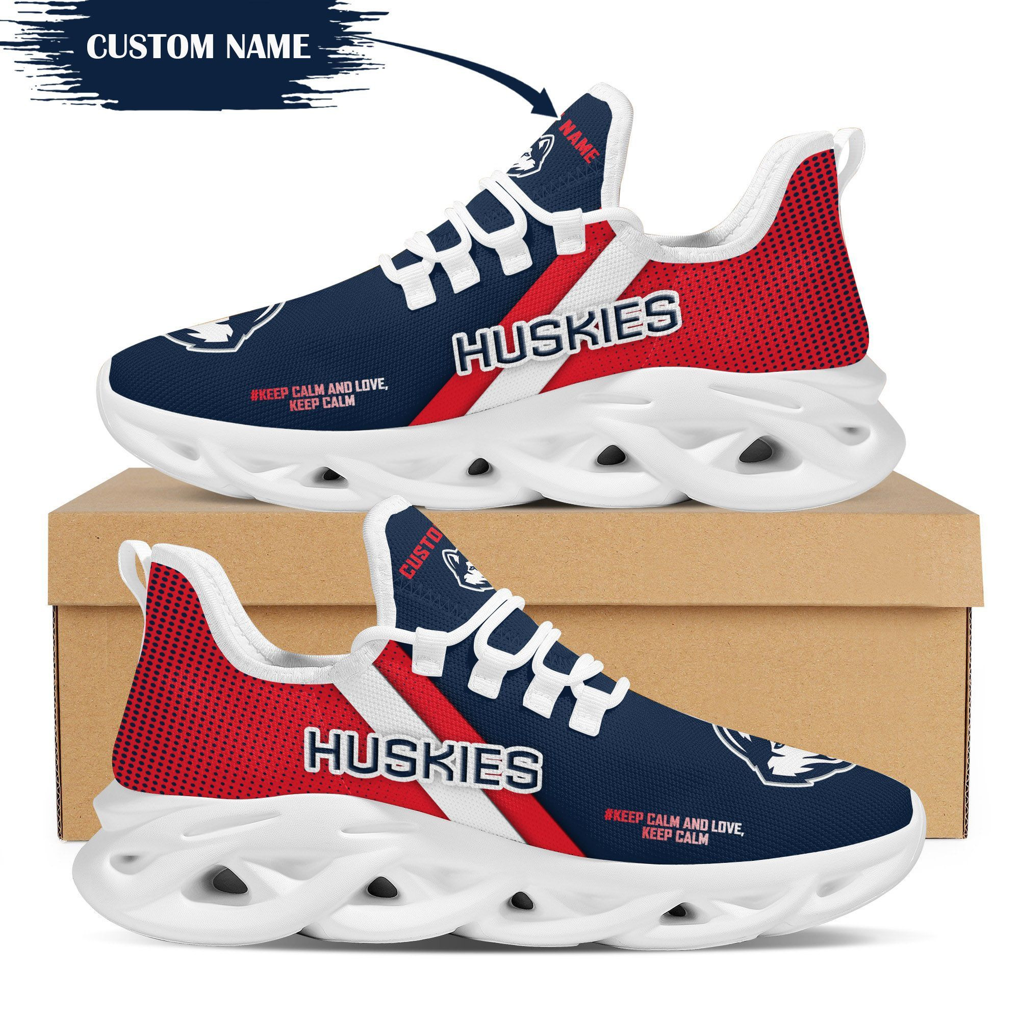 Connecticut Huskies Custom Personalized Max Soul Sneakers Shoes - Famjoys Connecticut Huskies Custom Personalized Max Soul Sneakers Shoes - Famjoys