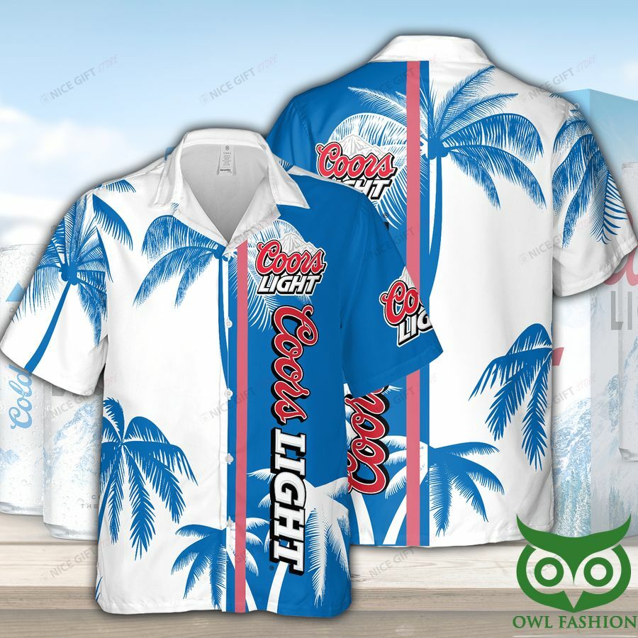 Coors Light Blue And White Coconut Hawaiian Shirt - Famjoys Coors Light Blue And White Coconut Hawaiian Shirt - Famjoys