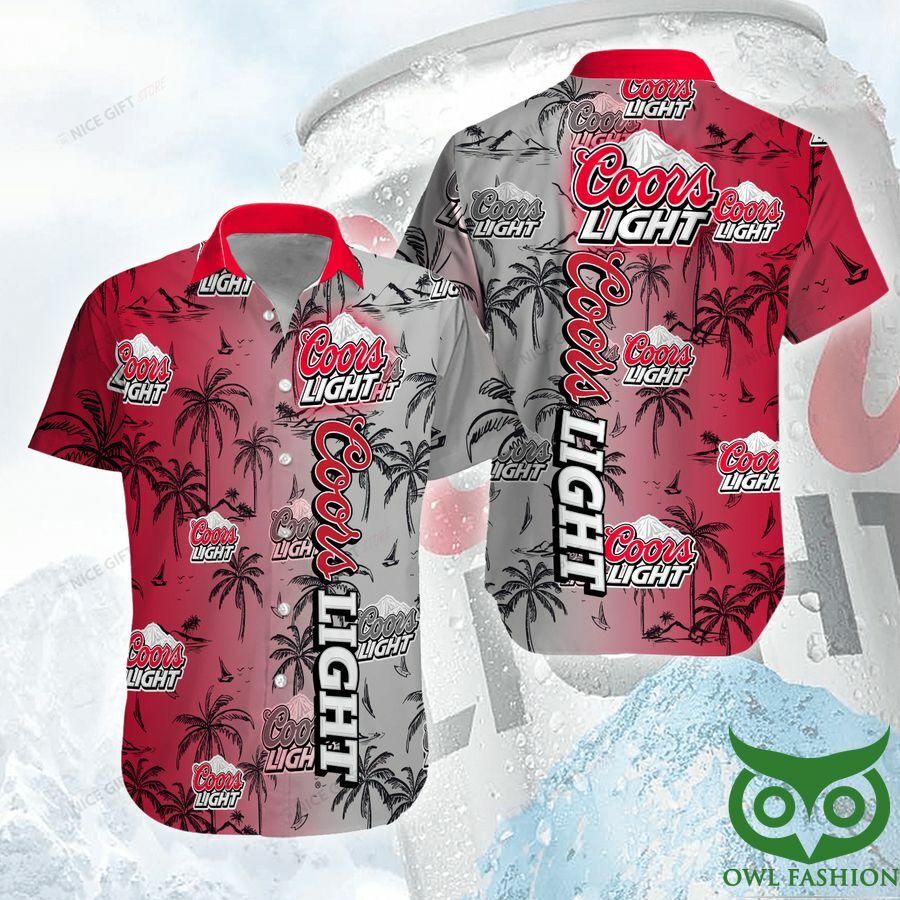 Coors Light Gradient Red And Gray Hawaiian Shirt - Famjoys Coors Light Gradient Red And Gray Hawaiian Shirt - Famjoys