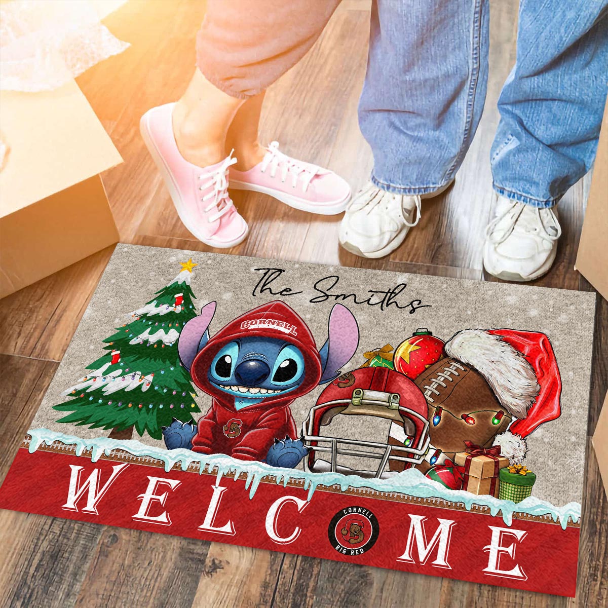 Cornell Big Red Cute Stitch Christmas Doormat
