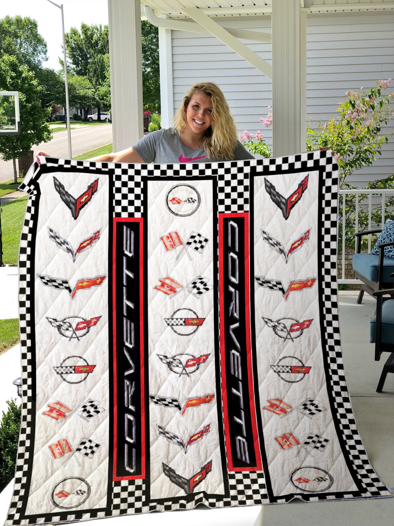 Corvette Logo Quilt Blanket - Famjoys Corvette Logo Quilt Blanket - Famjoys