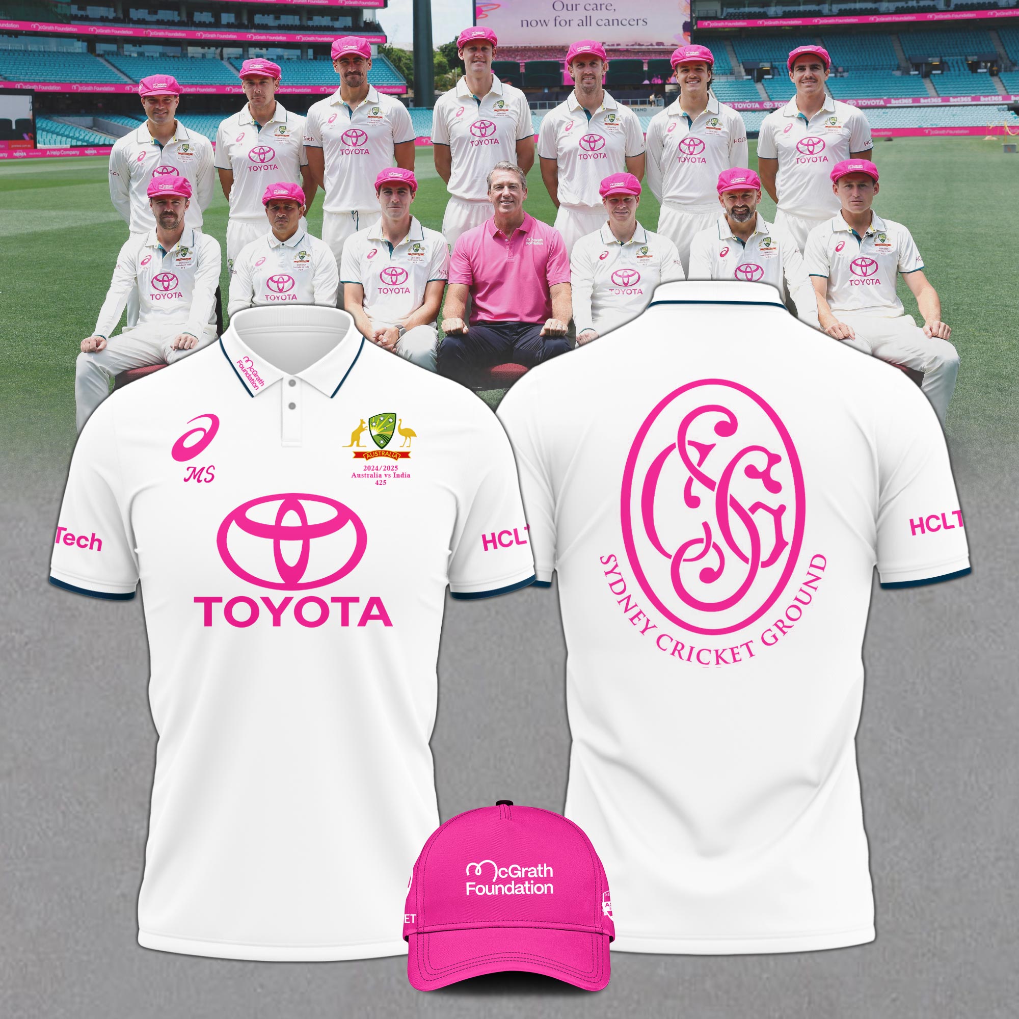 Cricket Team Australia National Shirt Pink Polo Breast Cancer Glenn McGrath v2 - Famjoys Cricket Team Australia National Shirt Pink Polo Breast Cancer Glenn McGrath v2 - Famjoys