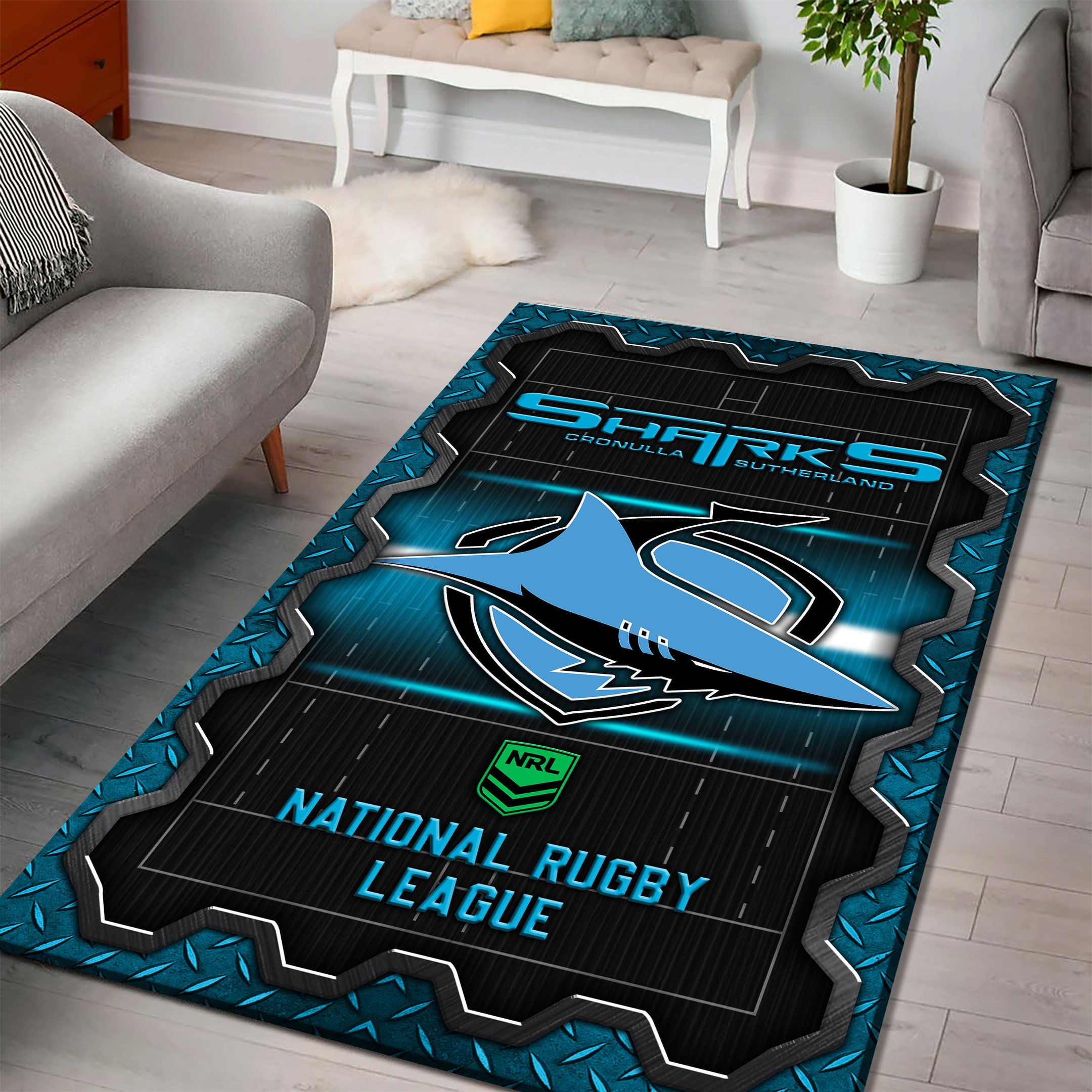 Cronulla Sharks Area Rugs 33 - Famjoys Cronulla Sharks Area Rugs 33 - Famjoys