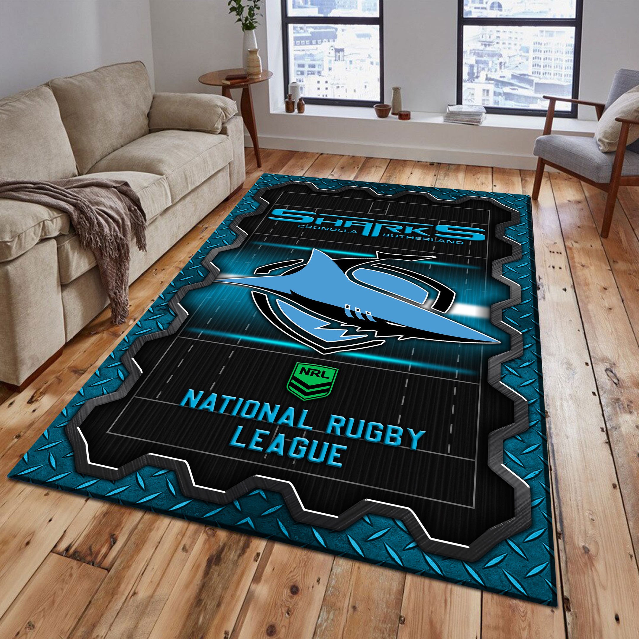 Cronulla Sharks Area Rugs 33 - Famjoys Cronulla Sharks Area Rugs 33 - Famjoys